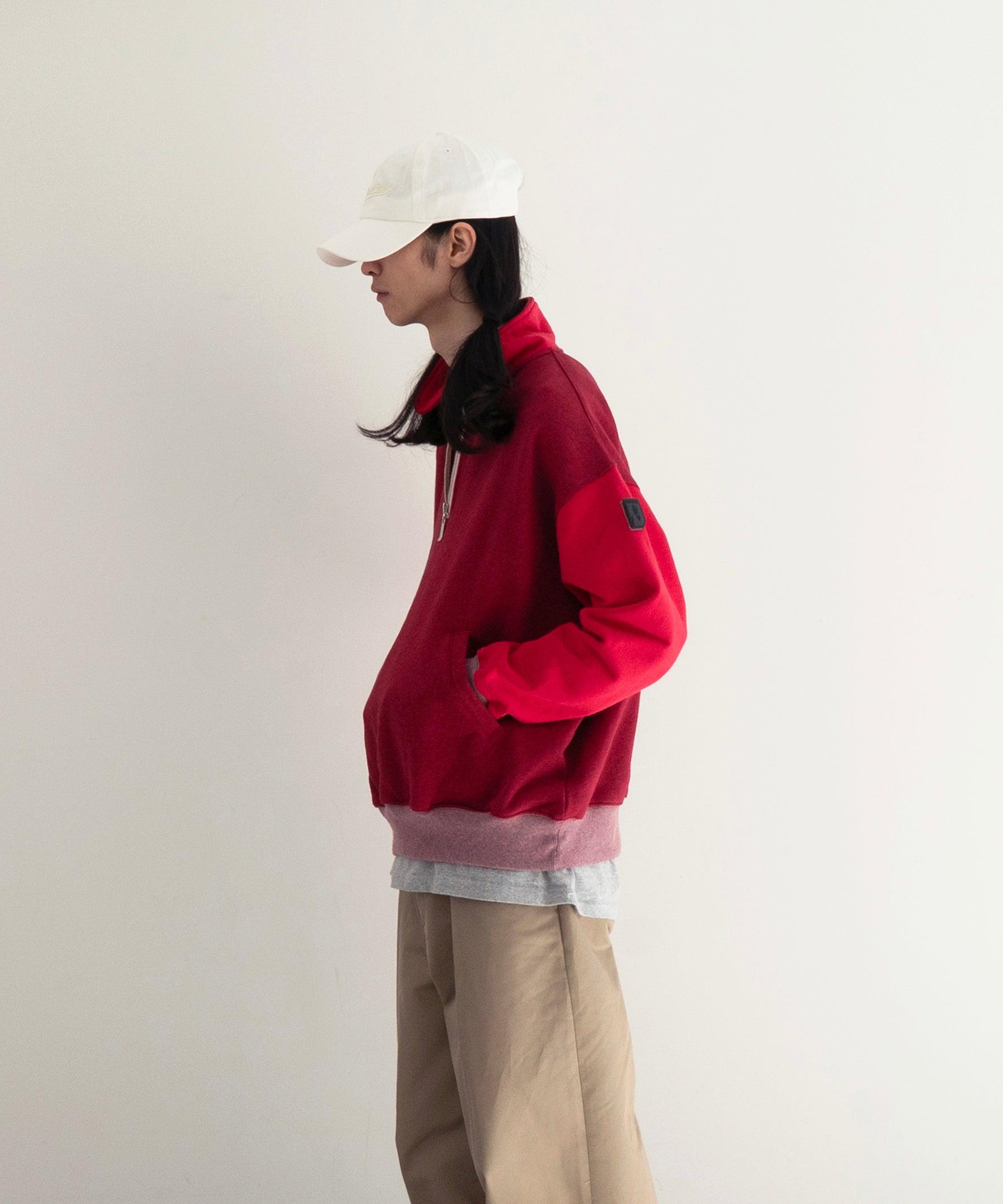 PHINGERIN Half-zip collar sweatshirt dyed heather "B:RED"