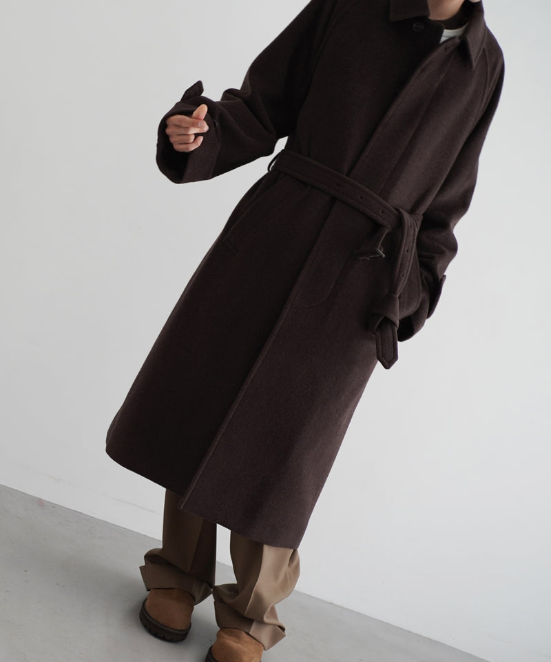 AURALEE Super fine wool mosser soutien collar coat “TOP BROWN”