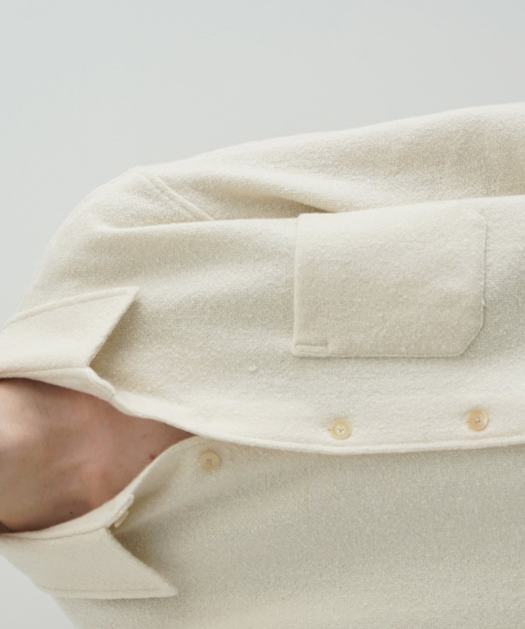 AURALEE Homespun tweed shirt blouson "IVORY WHITE"
