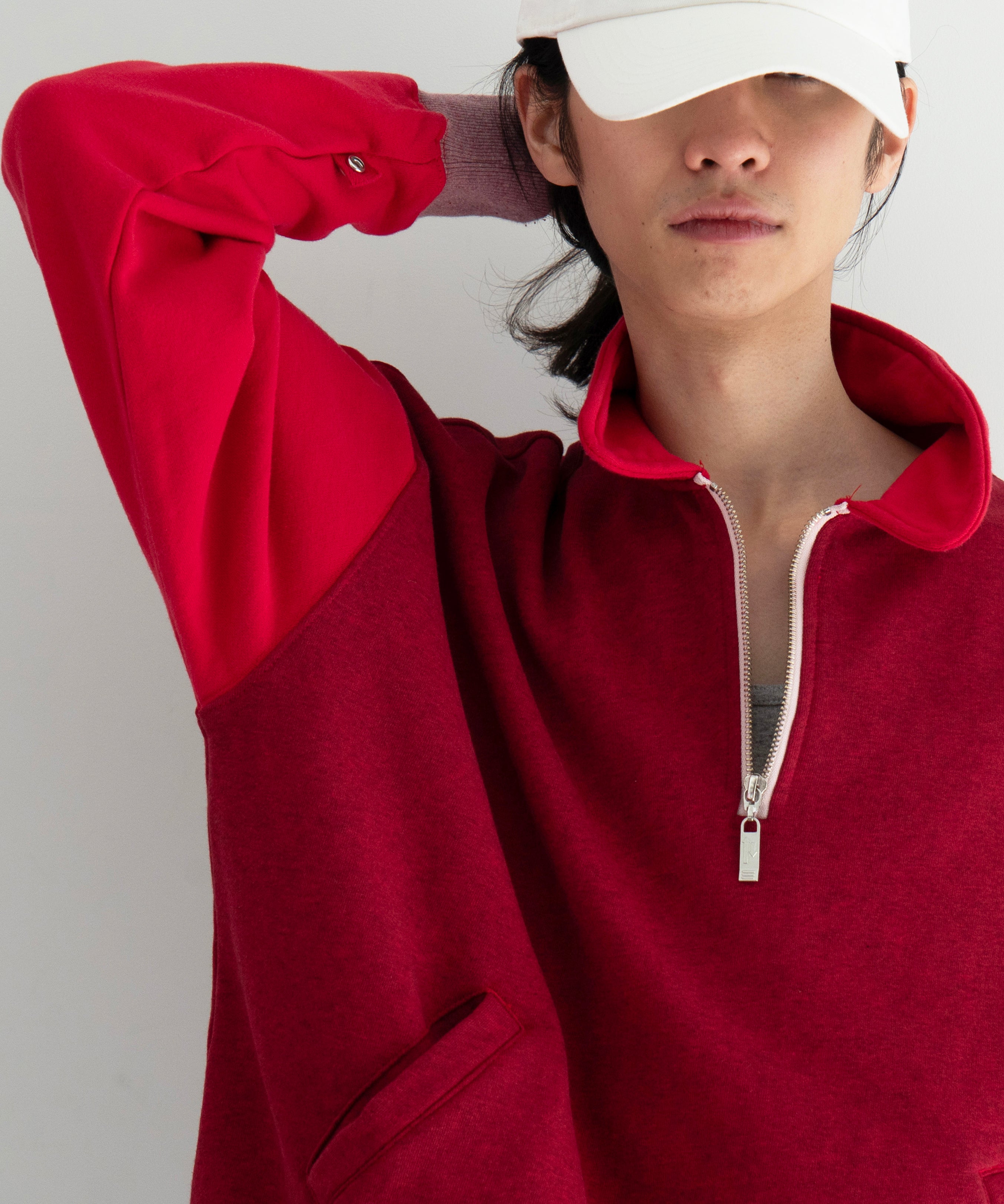PHINGERIN Half-zip collar sweatshirt dyed heather "B:RED"