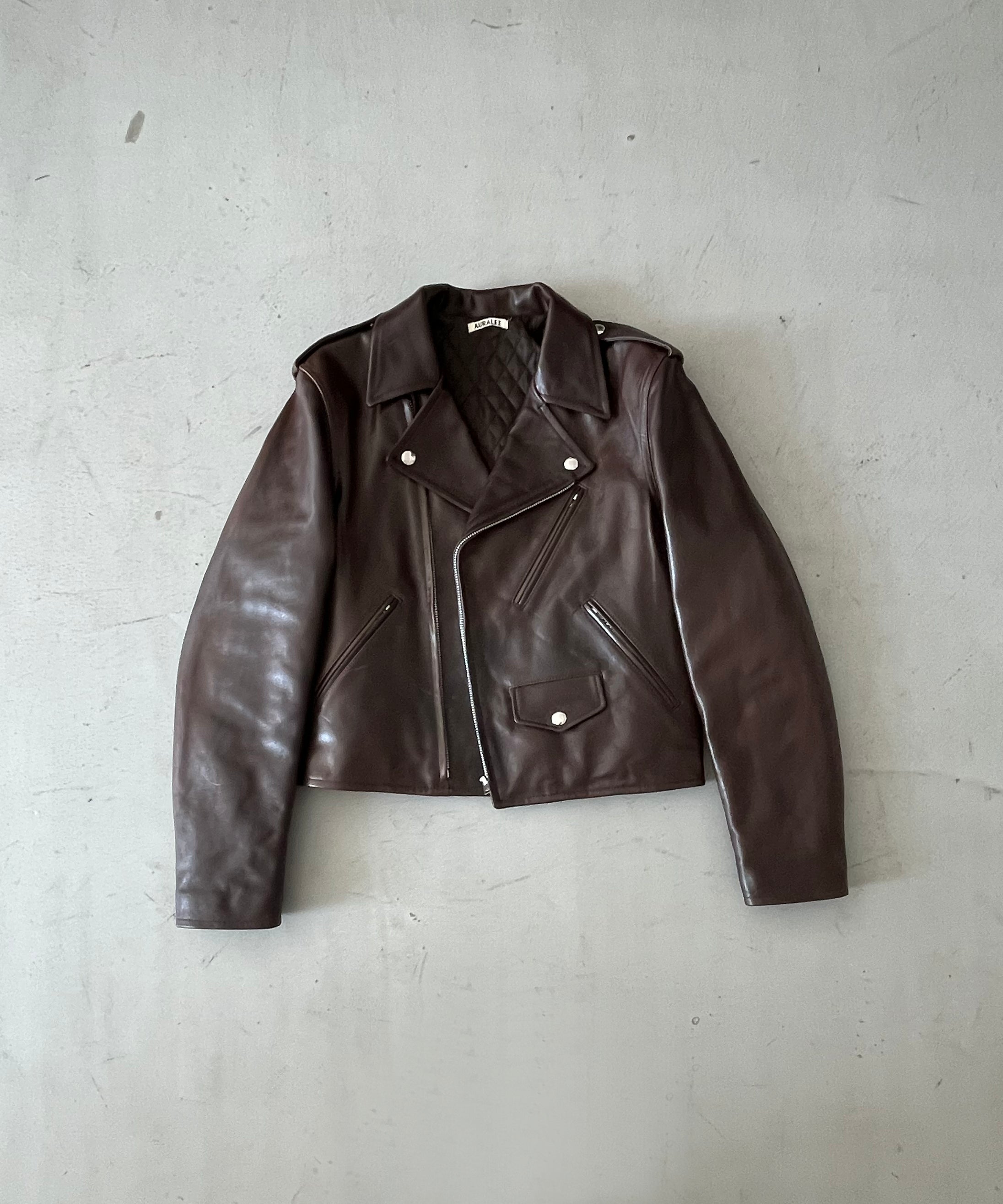 AURALEE Heavy lamb leather riders jacket "DARK BROWN"