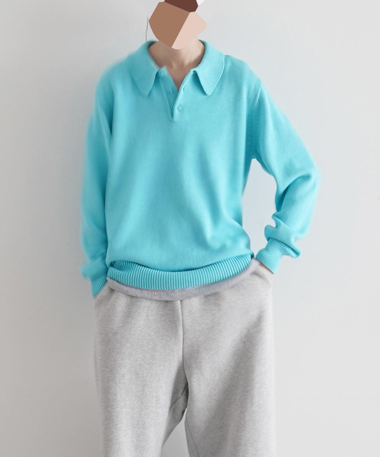 KAIKO Knit polo shirt "BLACK"