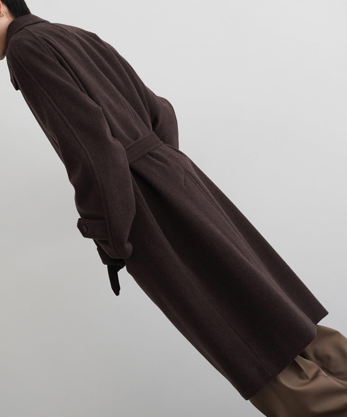 AURALEE Super fine wool mosser soutien collar coat “TOP BROWN”