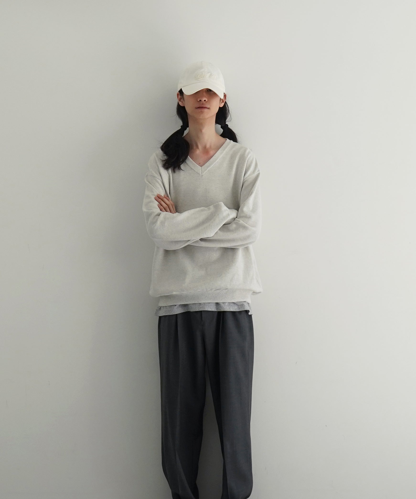 【EXCLUSIVE】crepuscule Co/ra moss stitch p/o "BLUE GRAY"