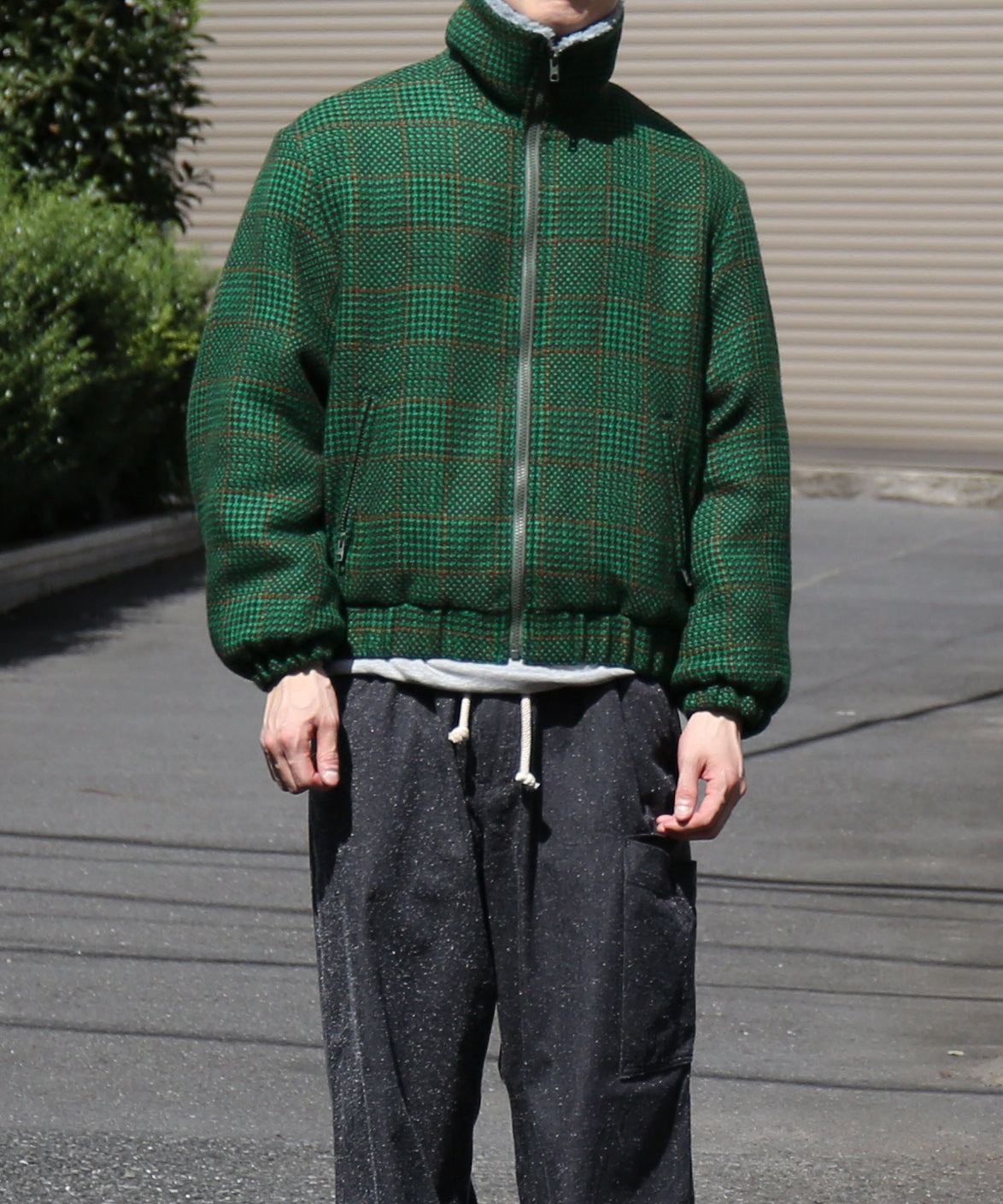 NEEDLES Lined boa jacket - houndstooth "A-GREEN A"