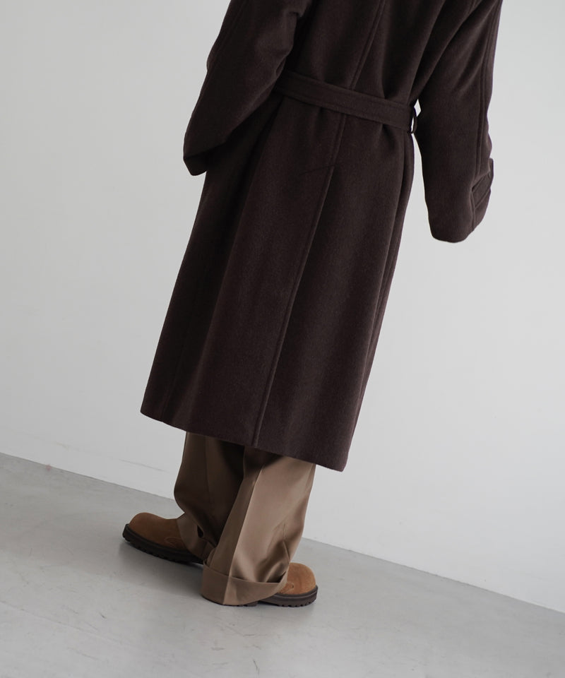 AURALEE Super fine wool mosser soutien collar coat “TOP BROWN”