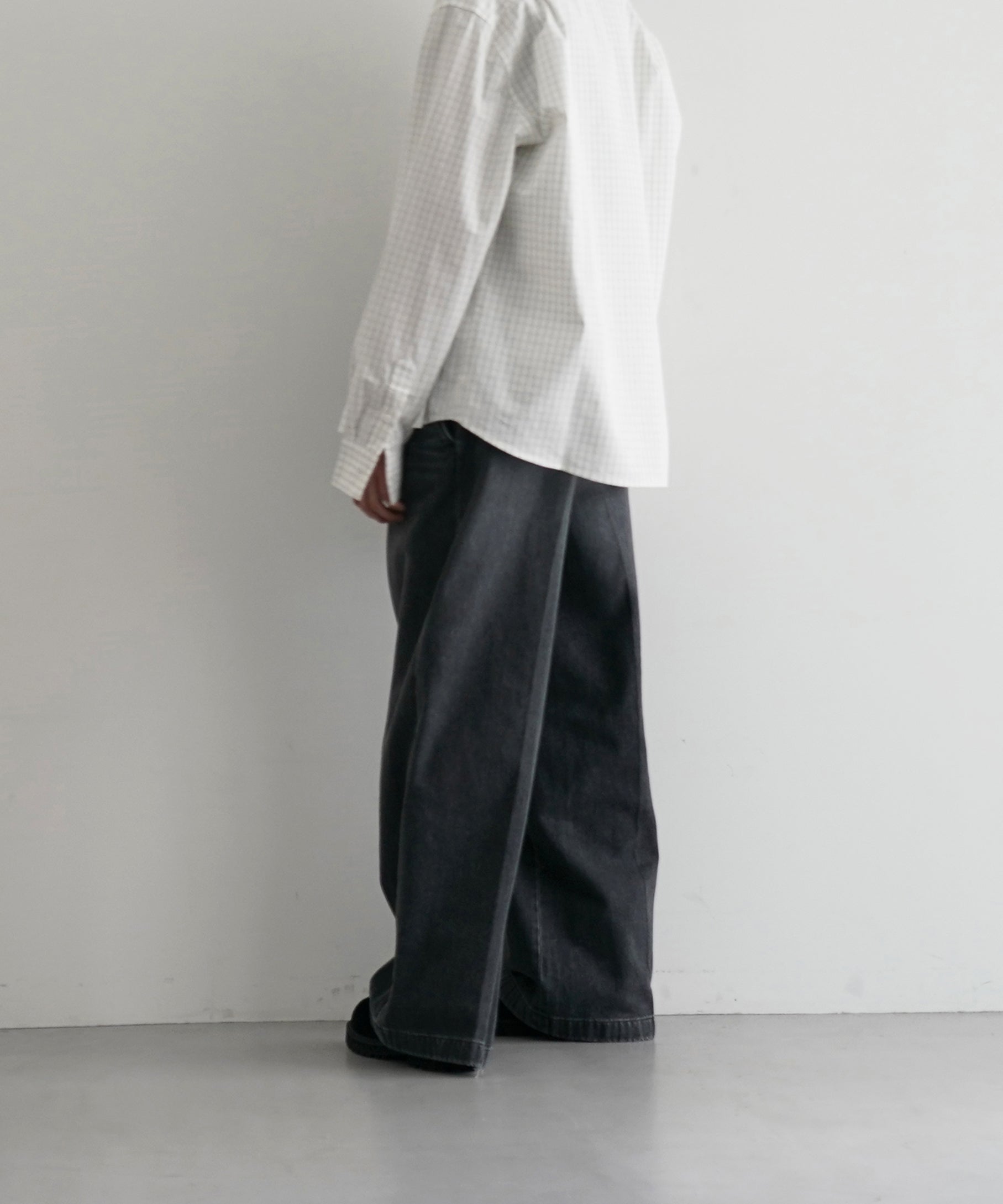 【EXCLUSIVE】NEONSIGN Drill wide denim pants v1.6 "BLK USED"