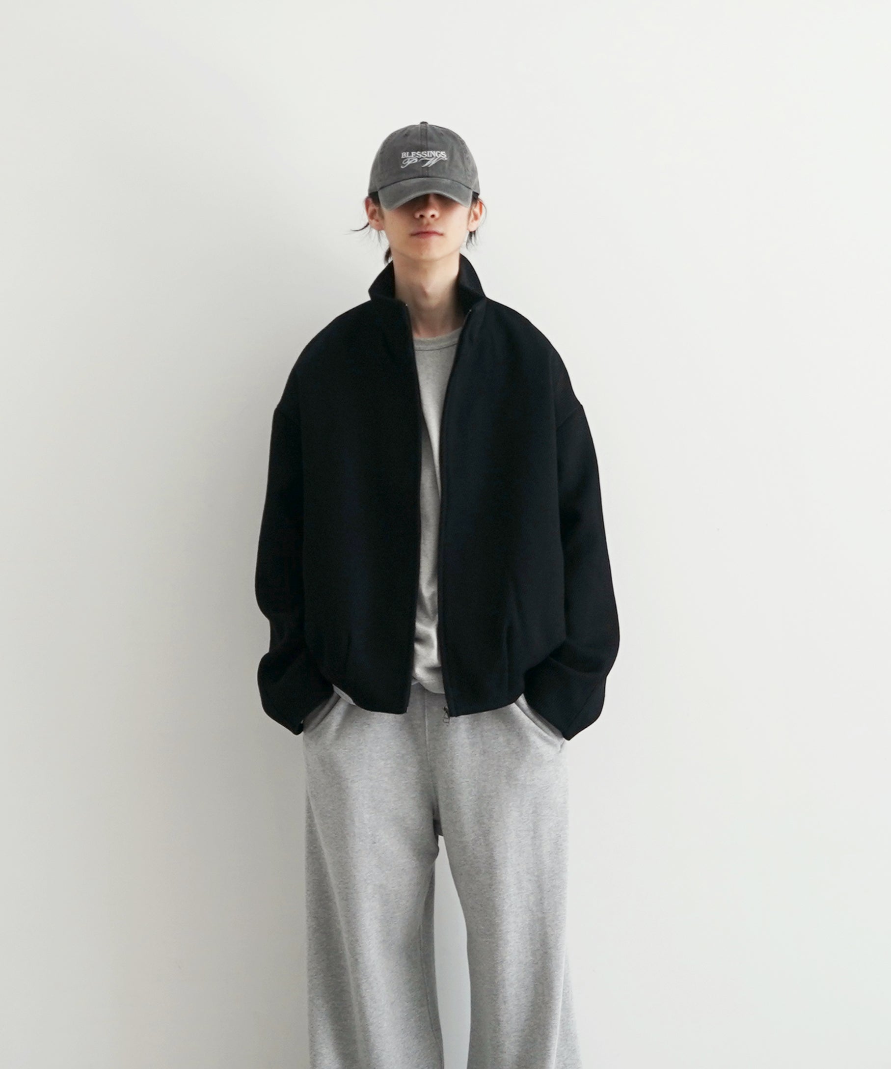 Omar Afridi Stand collar bud blouson "BLACK"
