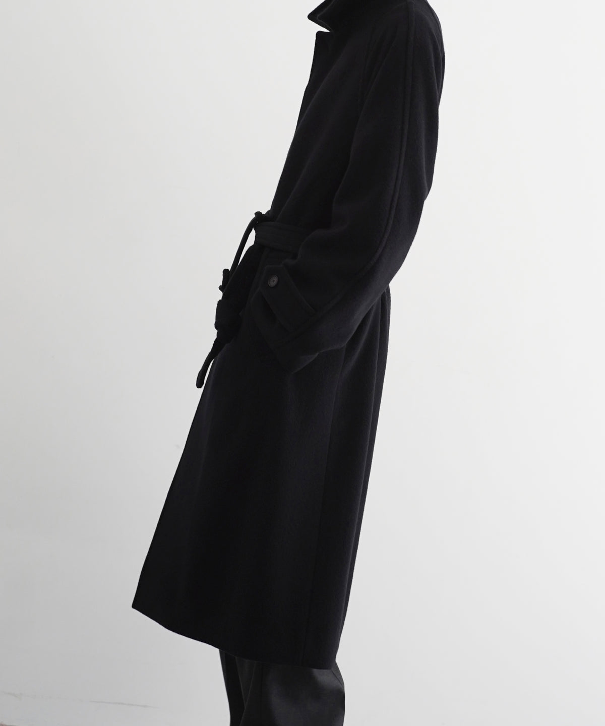 AURALEE Super fine wool mosser soutien collar coat “BLACK”