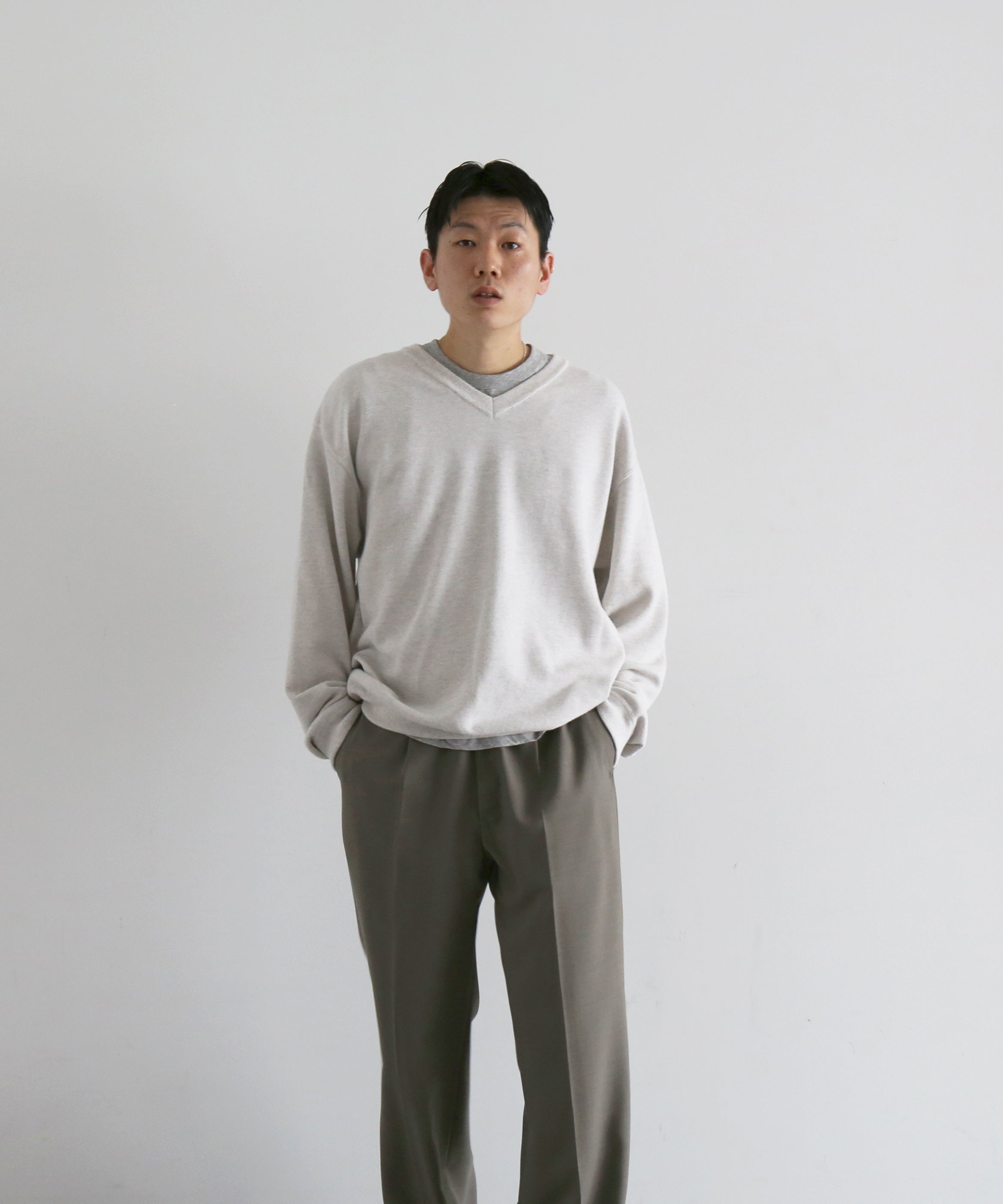 【EXCLUSIVE】crepuscule Co/ra moss stitch p/o "BLUE GRAY"