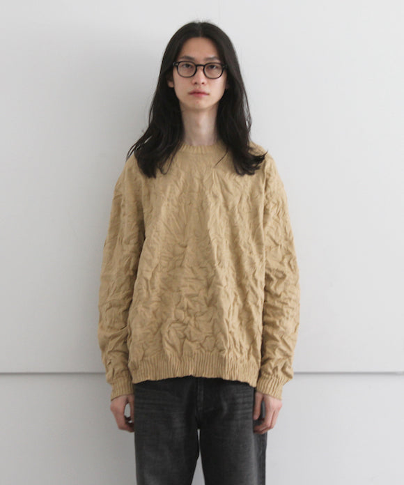 AURALEE WRINKLED DRY COTTON KNIT P/O BEIGE