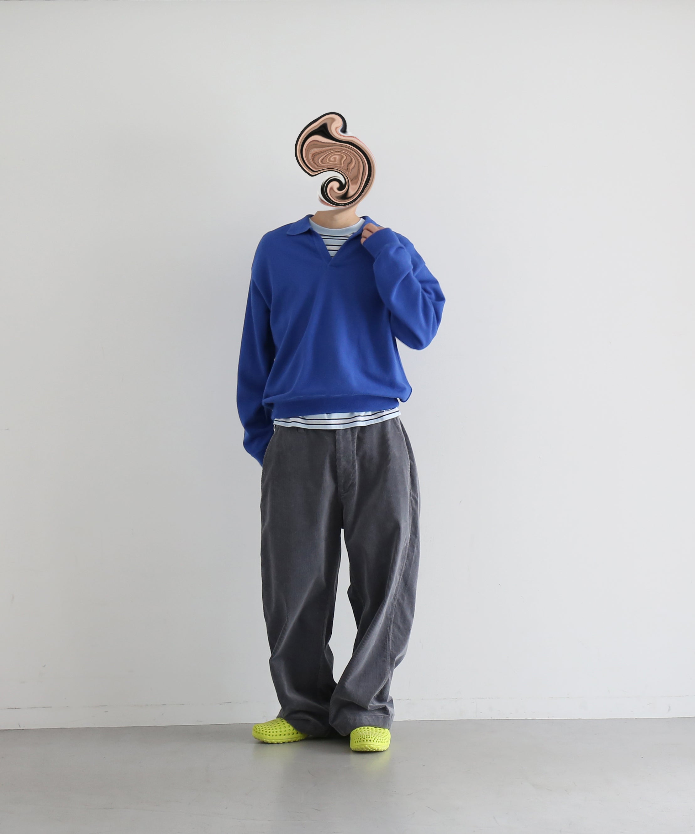 【EXCLUSIVE】crepuscule Co/ra moss stitch skipper "BLUE"