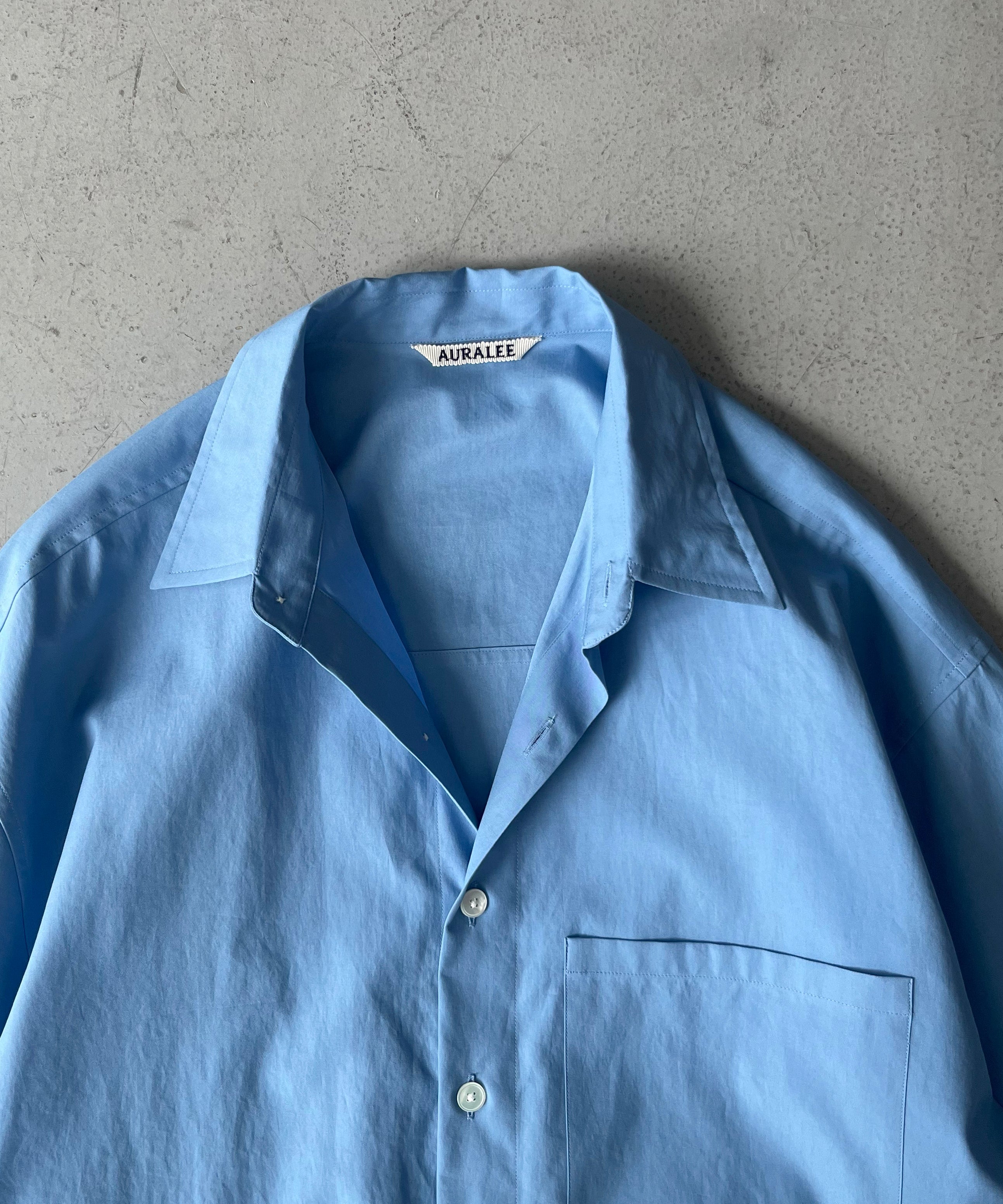AURALEE Washed finx twill big shirt "BLUE"