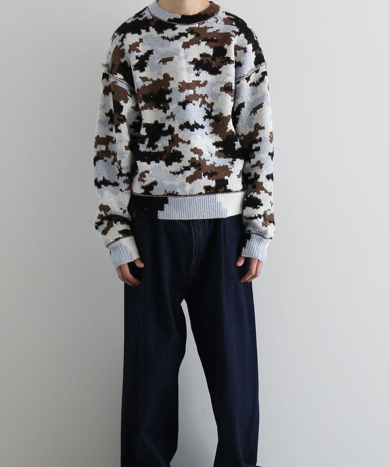 FAF(FAKE AS FLOWERS) Wik camo jacquard knit "BROWN CAMO"