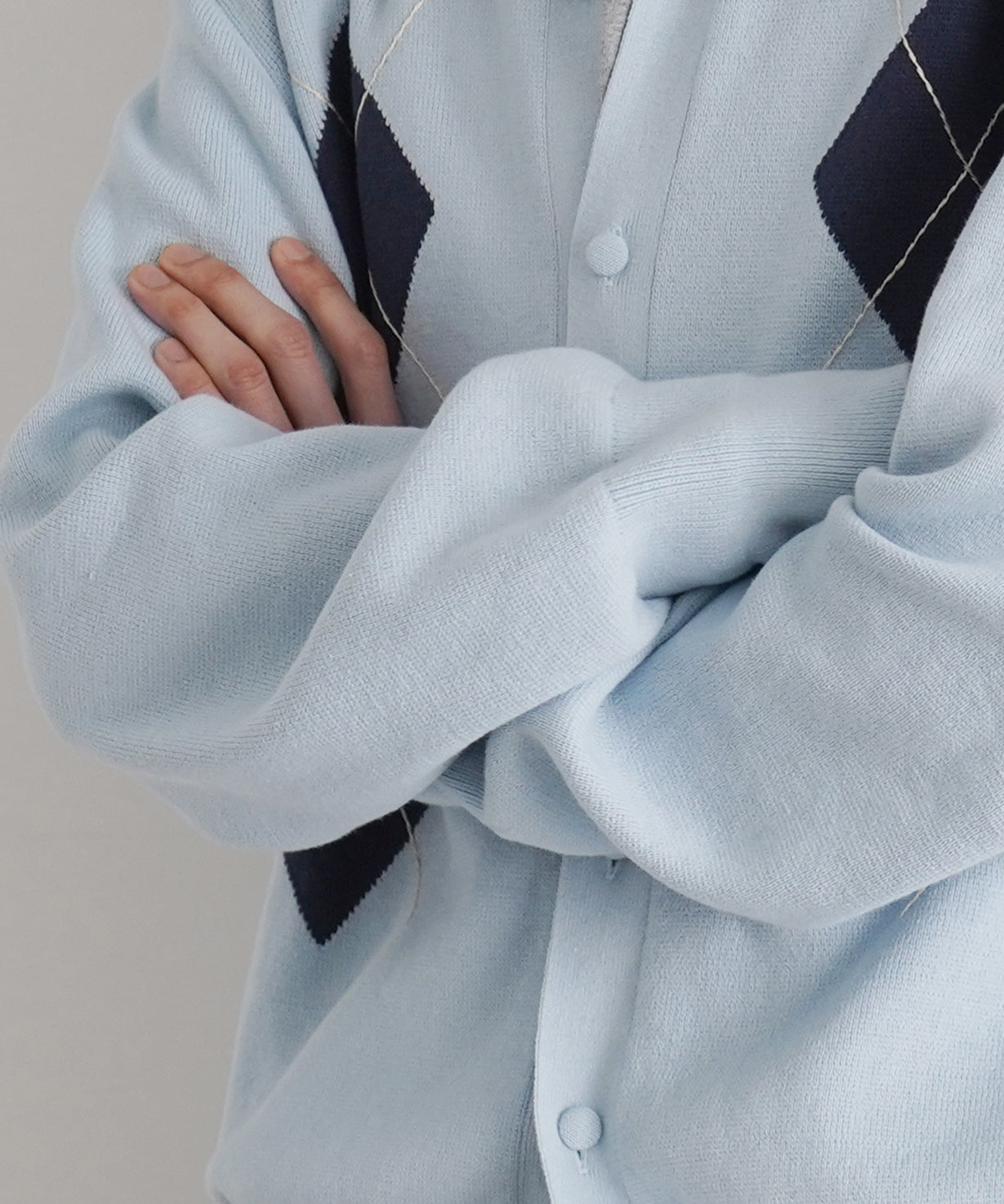KAIKO Argyle polo cardigan "S.BLUE"