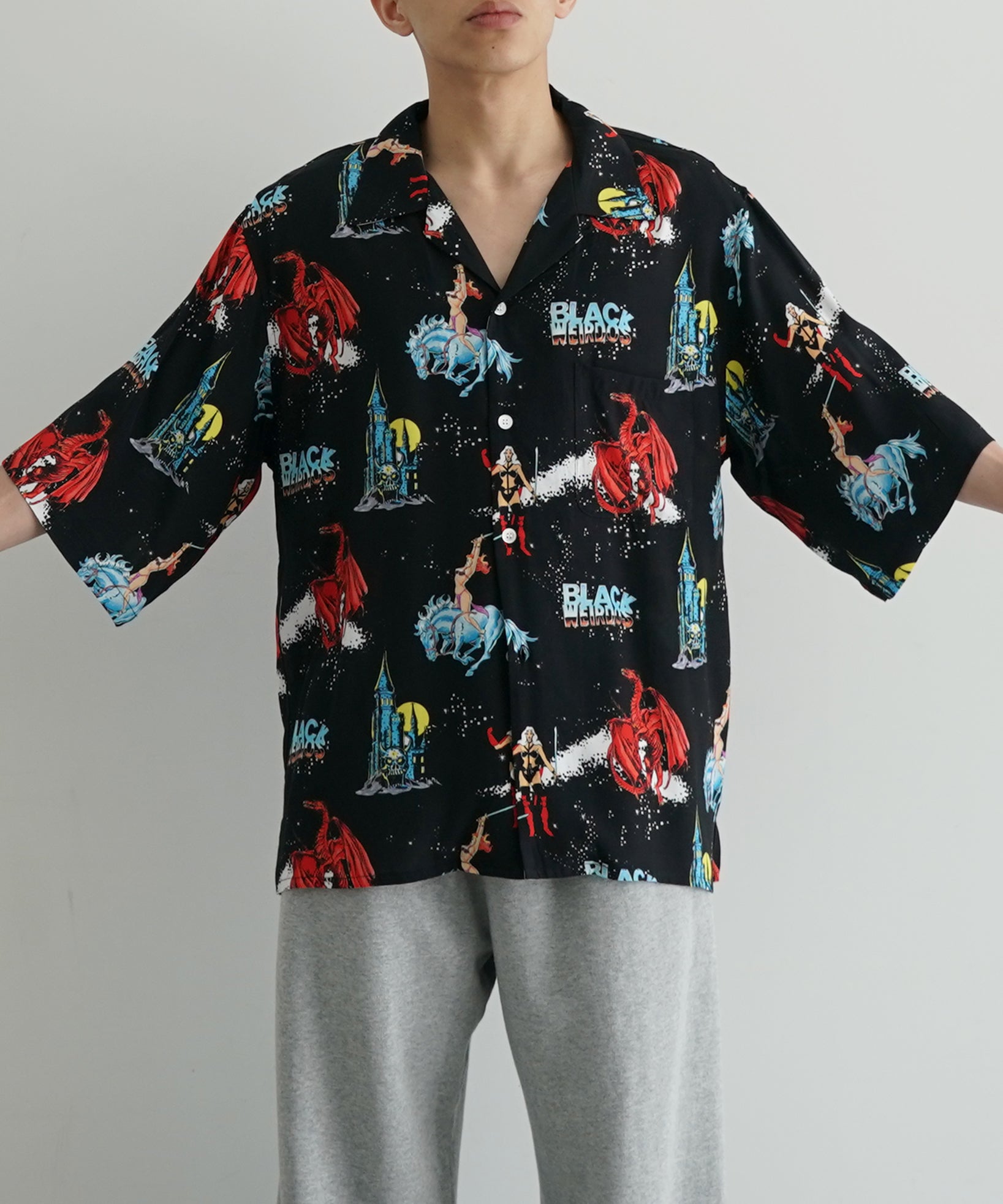 Black Weirdos Heavy metal aloha shirt "BLACK"