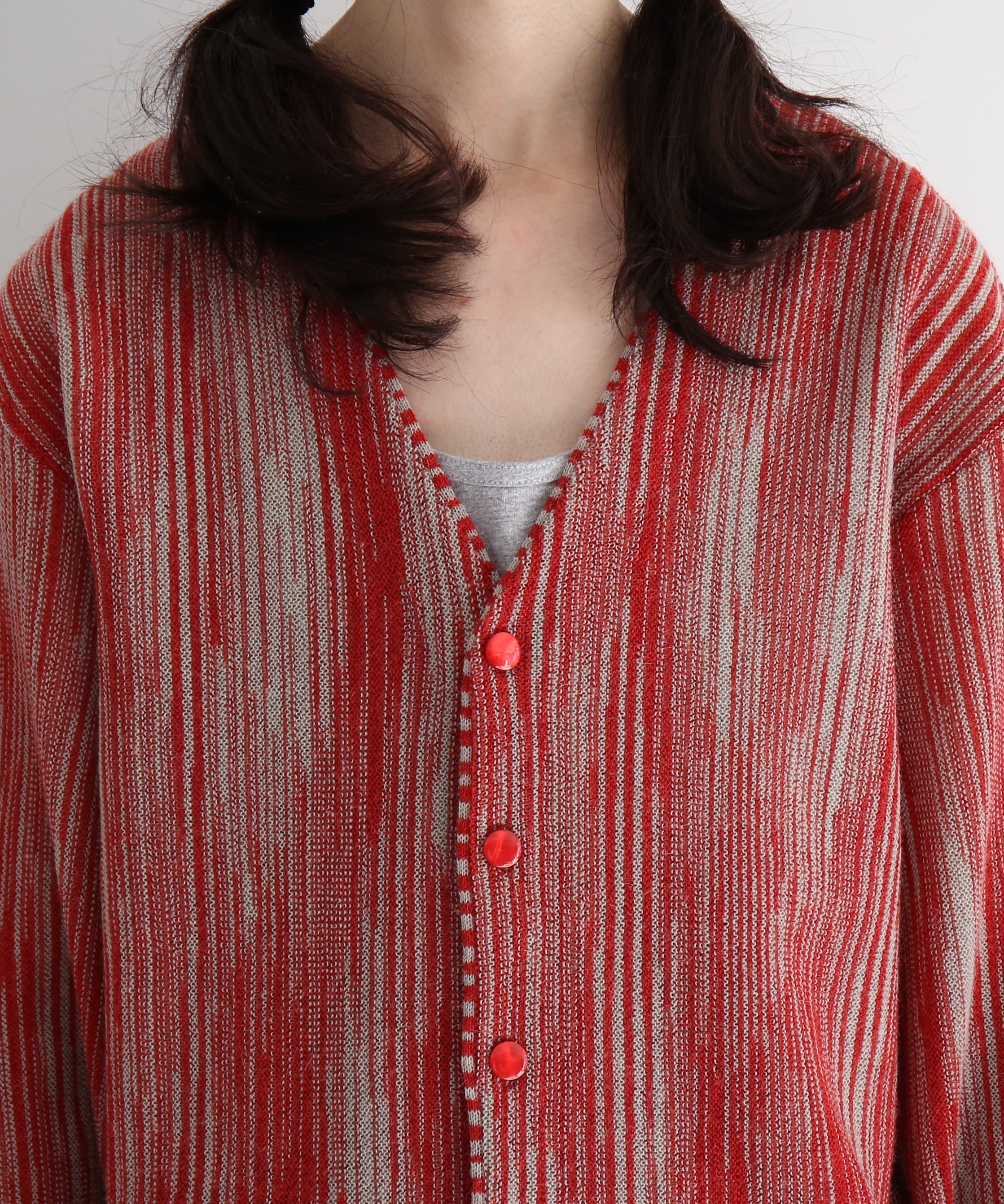 NEEDLES Knit cardigan -crepe weave- "RED"