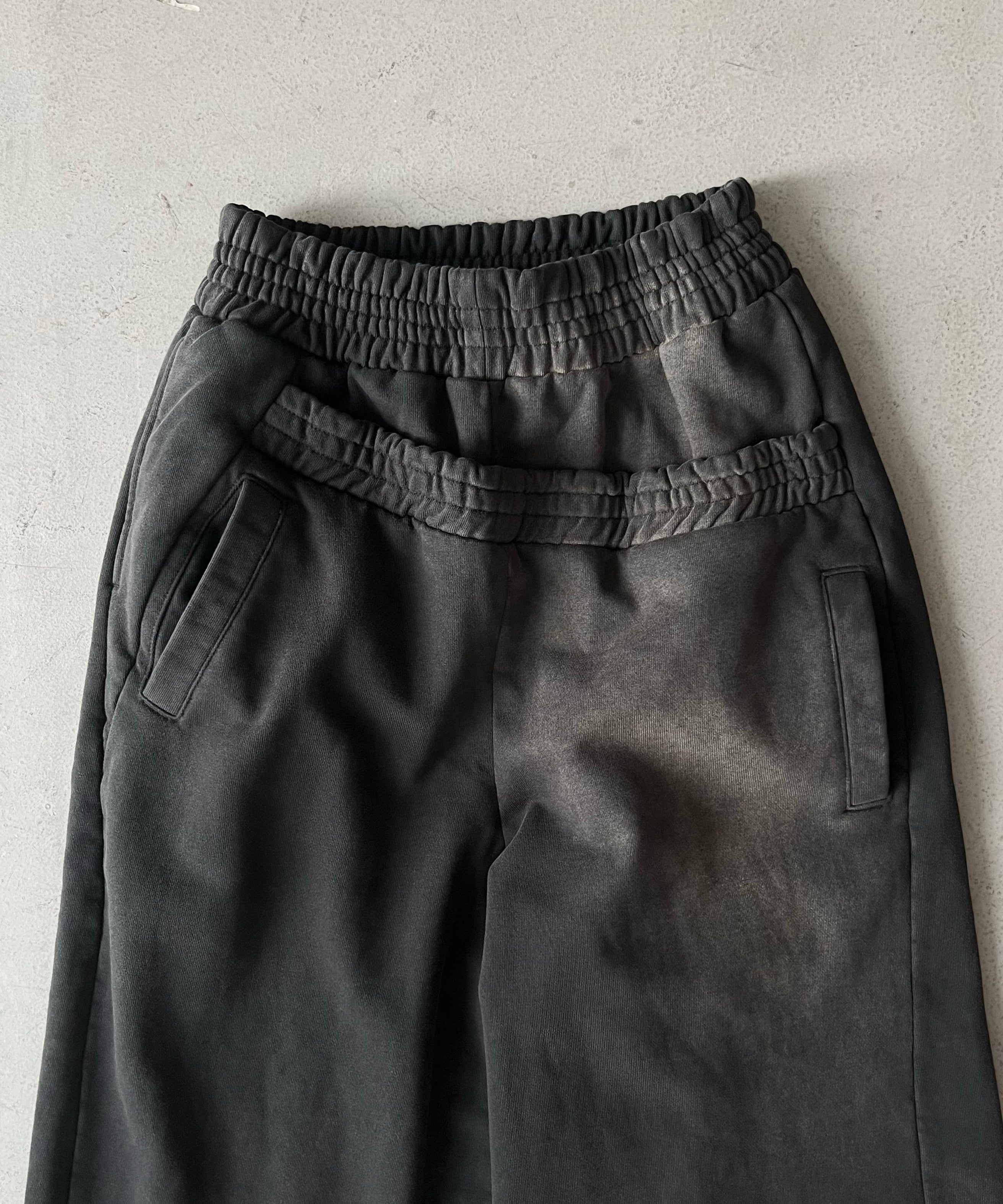 LOADINGROOM Double waist sweatpants women "WASHED BLACK"