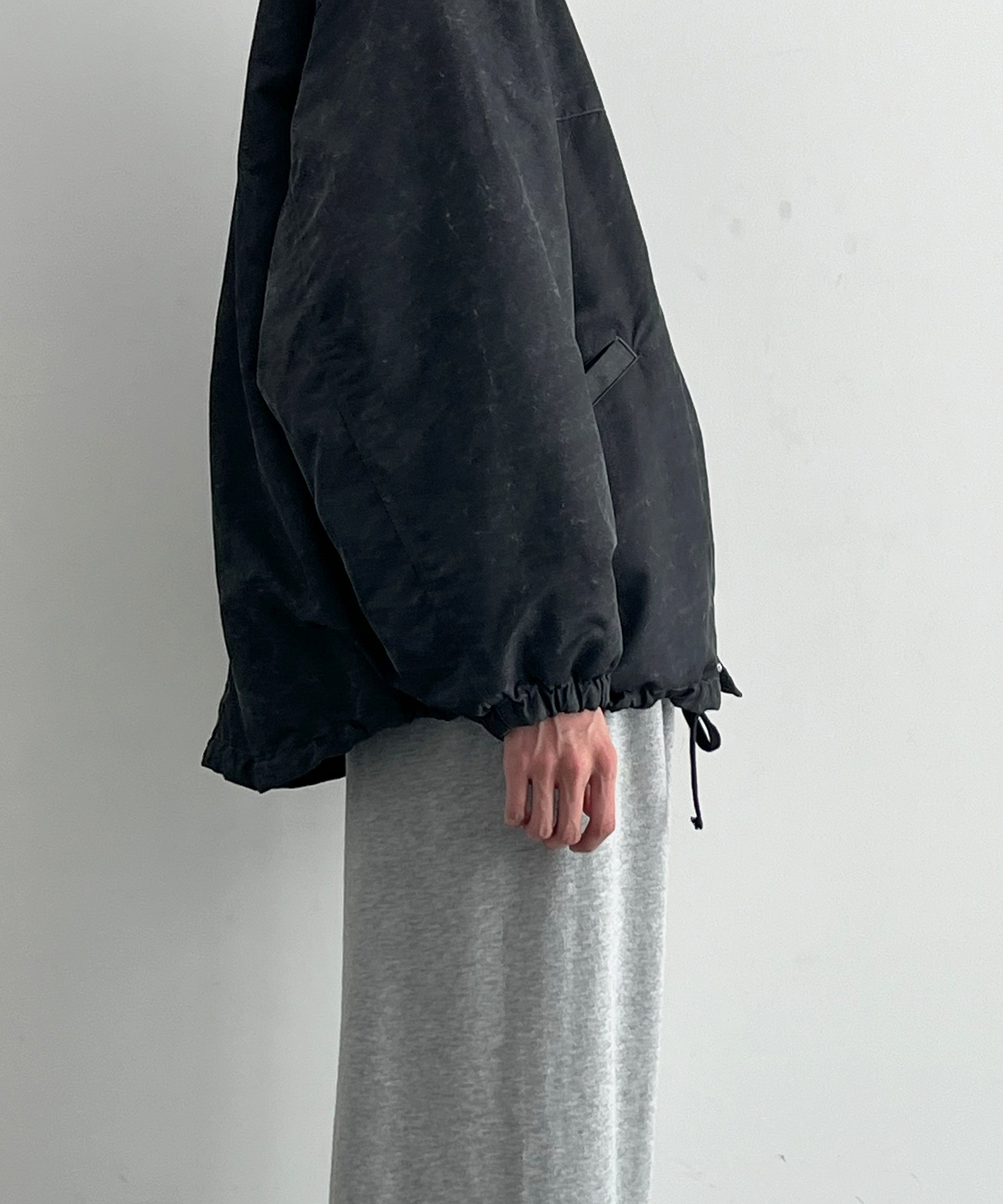 VOAAOV Aging nylon twill coach jacket "BLACK"