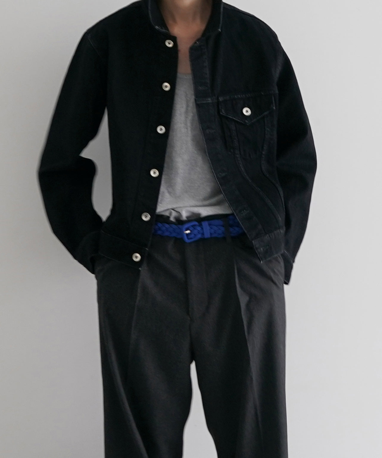 ensou. Erased jean jacket-washed "BLACK"