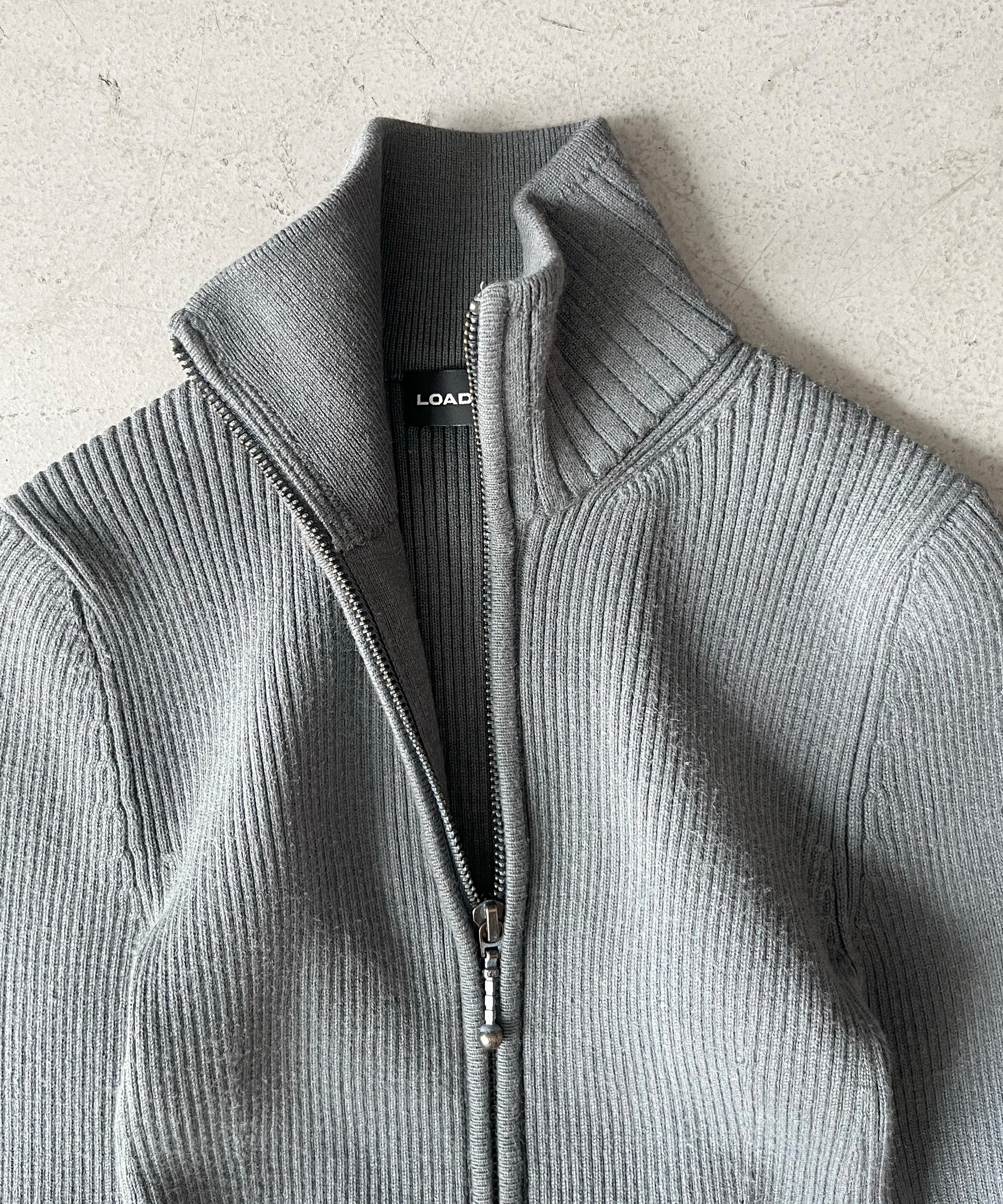 LOADINGROOM Dirty note knit zip "GREY"