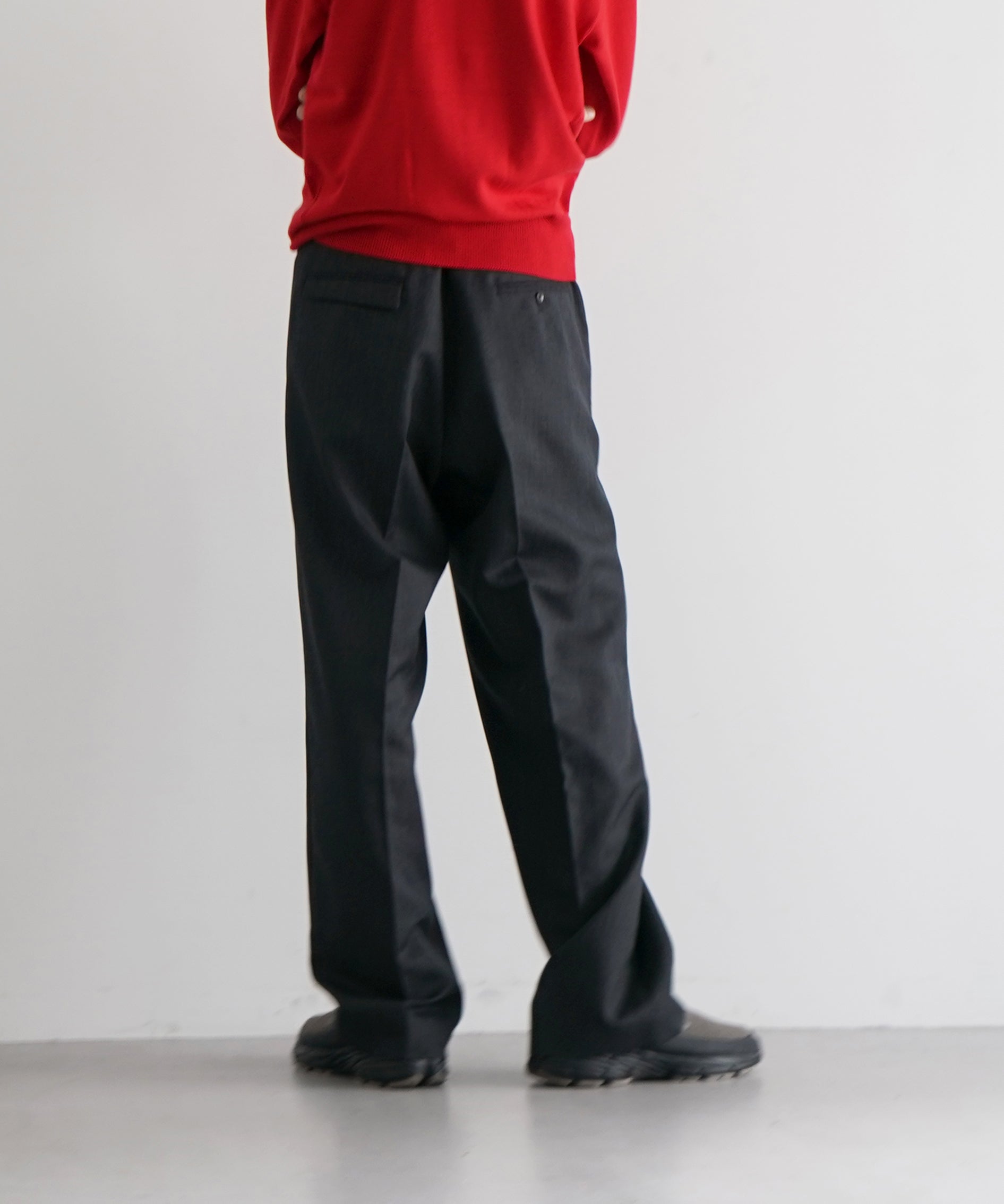 OLD FOLK HOUSE Wool & mohair gabardine trousers "DARK GRAY"