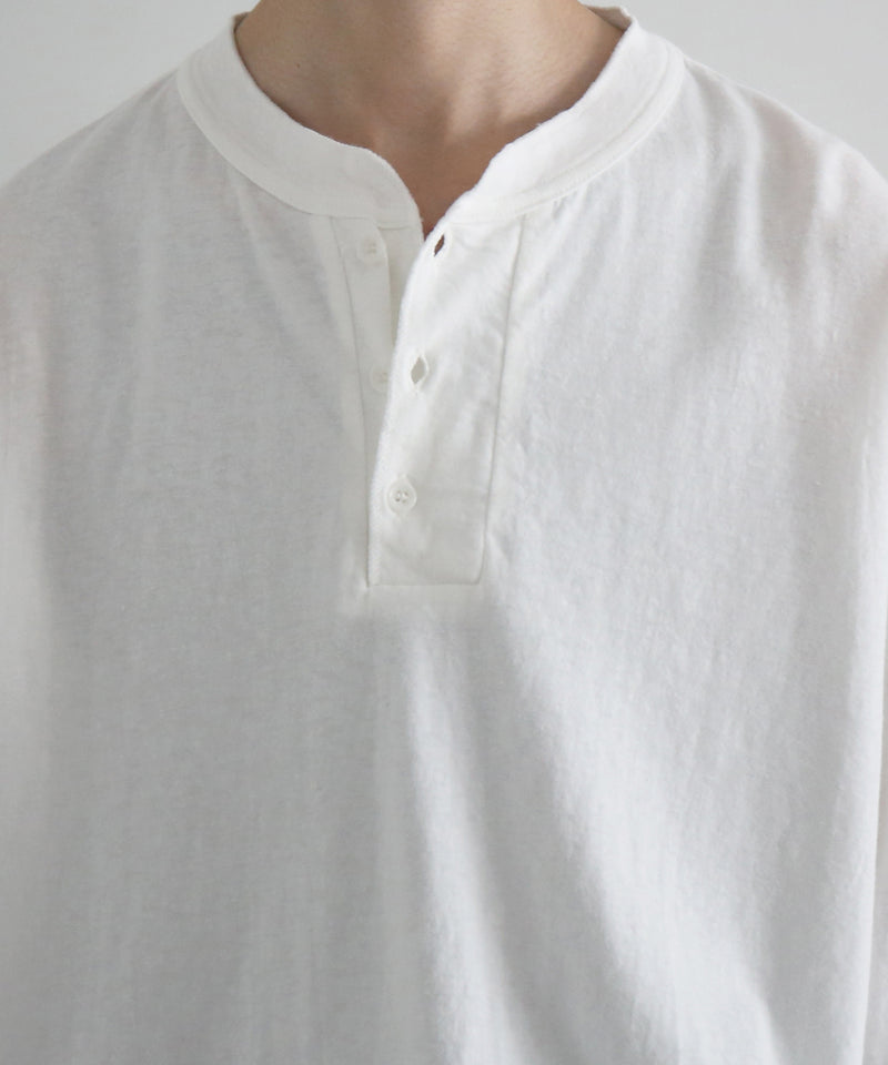 UNUSED Us2592 long-sleeve henry neck t-shirt "WHITE"