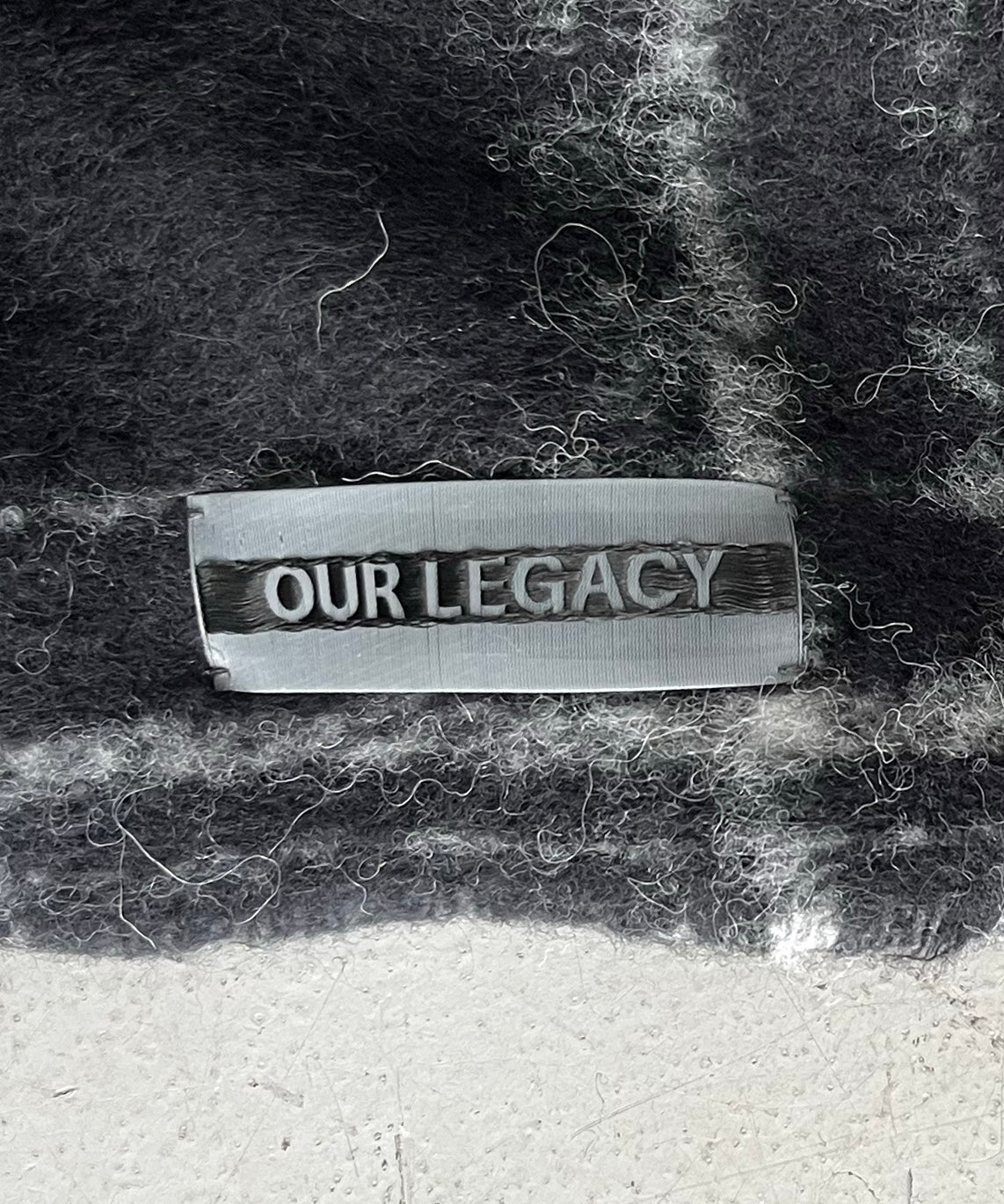 OUR LEGACY Estate scarf "BLACK FUZZY ALPACA CHECK"