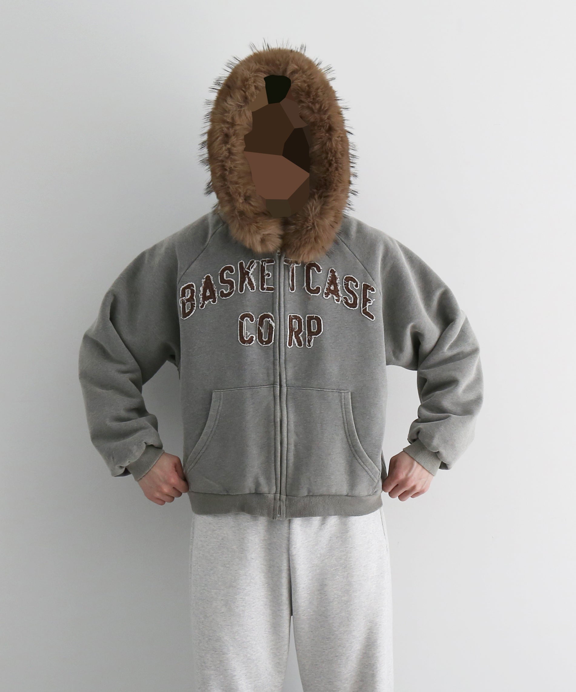 Basketcase Bc corp lined zip up "DARK HEATHER GRAY"