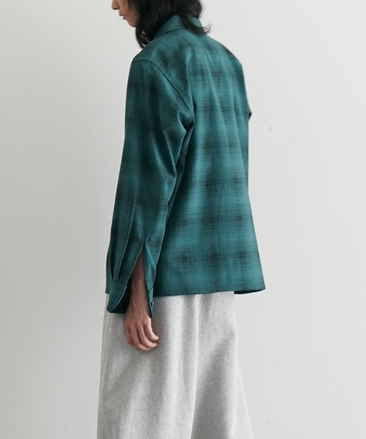 NEEDLES One-up shirt -wool shadow plaid "GREEN"