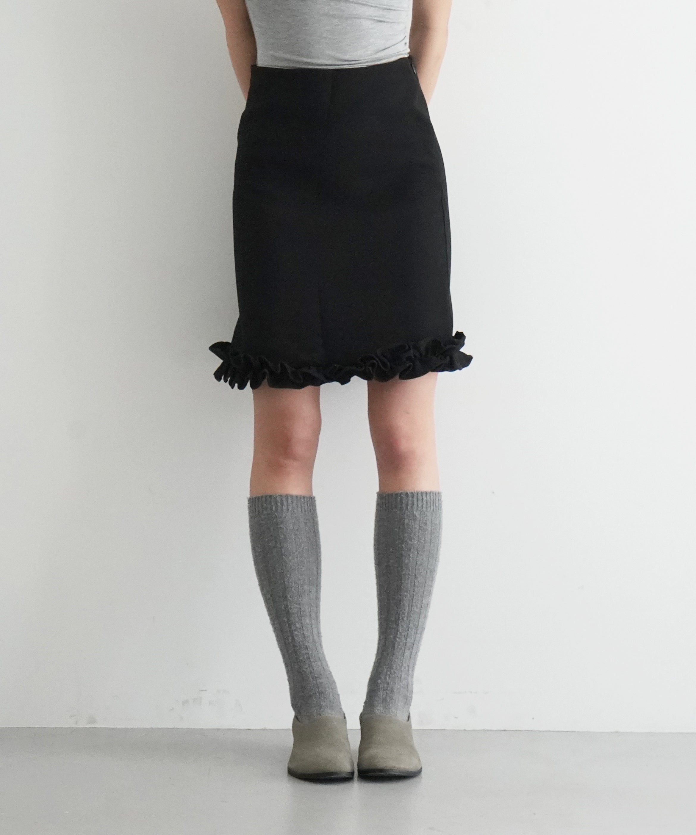 GANNI Bonded crepe skirt "BLACK"