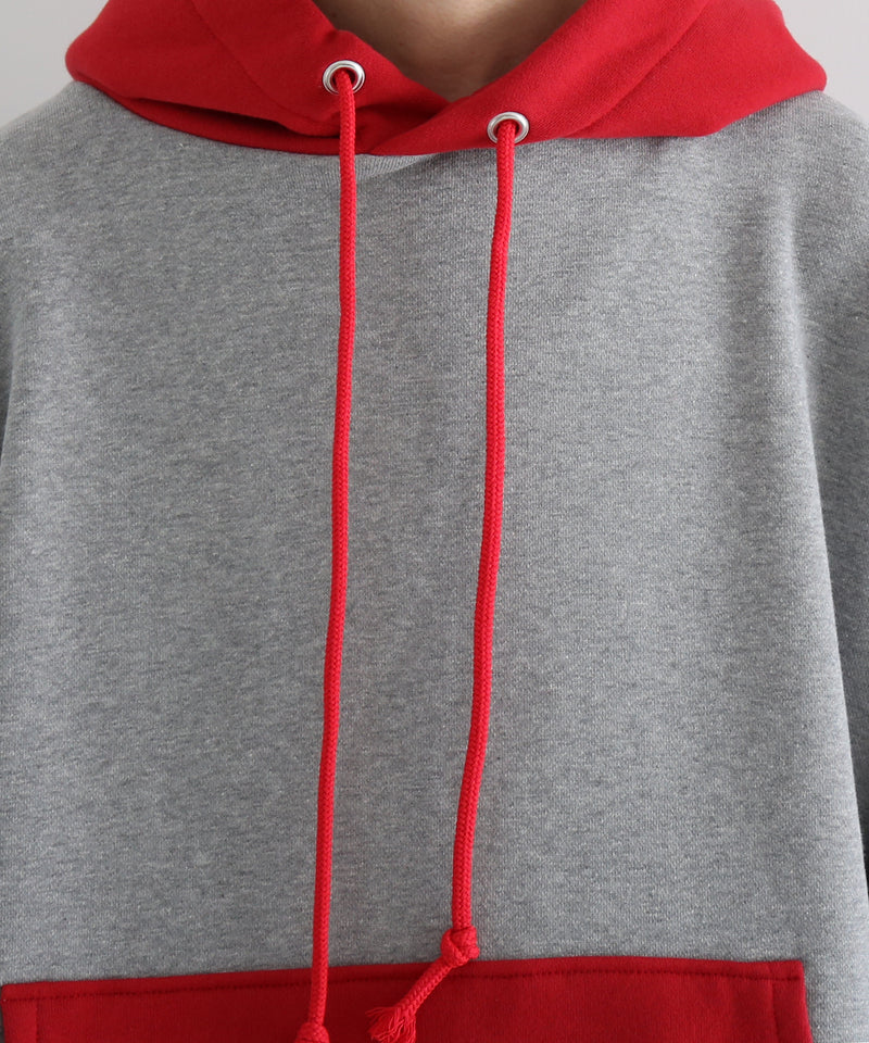 KOOKY ZOO 2Tone hoodie "GREY×RED"