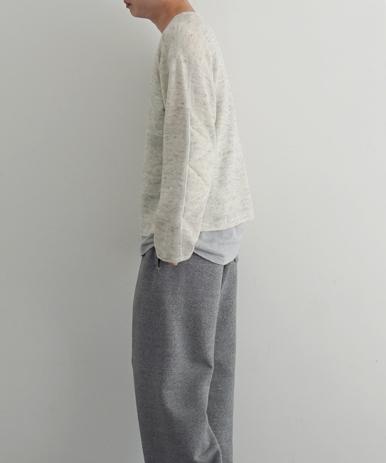 ensou. D-shaped long sleeve tee / a. "OATMEAL"