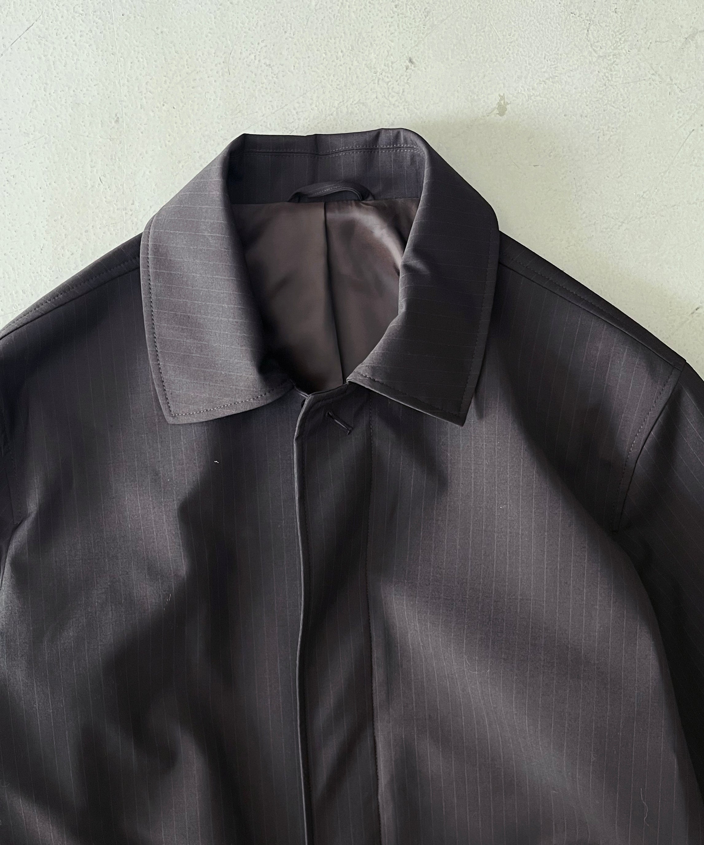 OUR LEGACY Cloak carcoat "CHURCHILL STRIPE MEMBRANE WOOL"