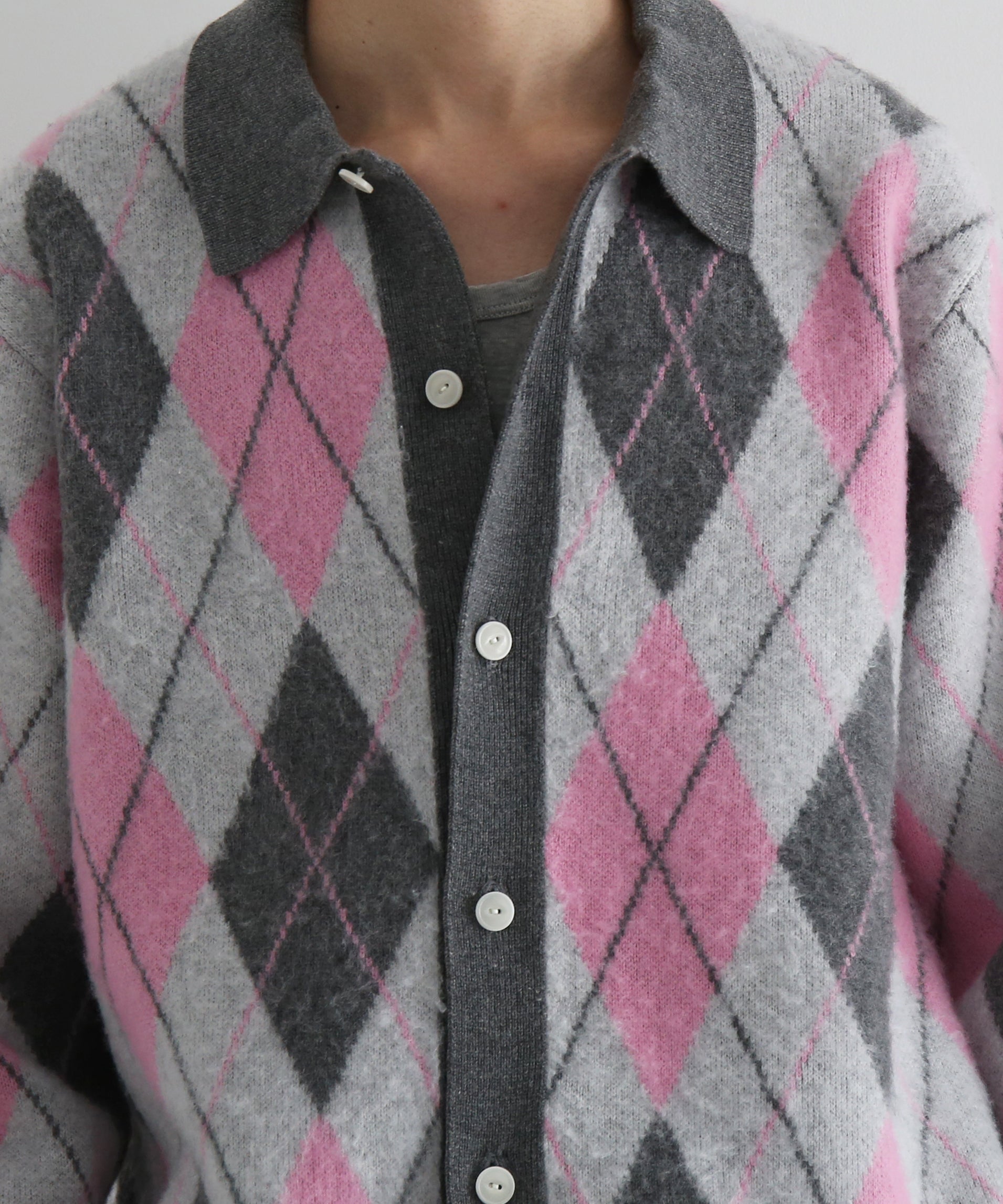 【Pre order】KAIKO Domestic knit polo cardigan "FIGURE PINK"