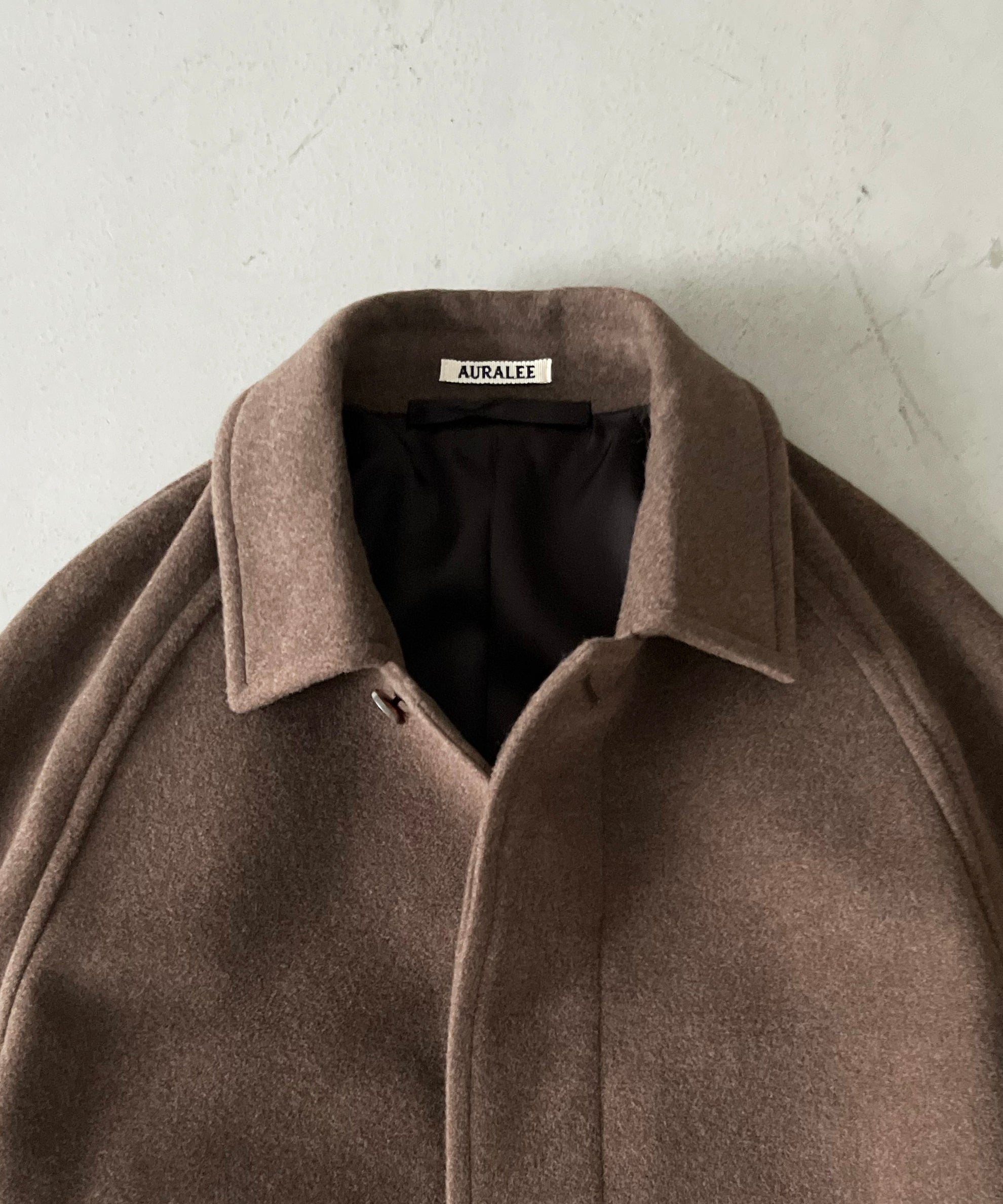 AURALEE Super fine wool mosser soutien collar coat "TOP BROWN"