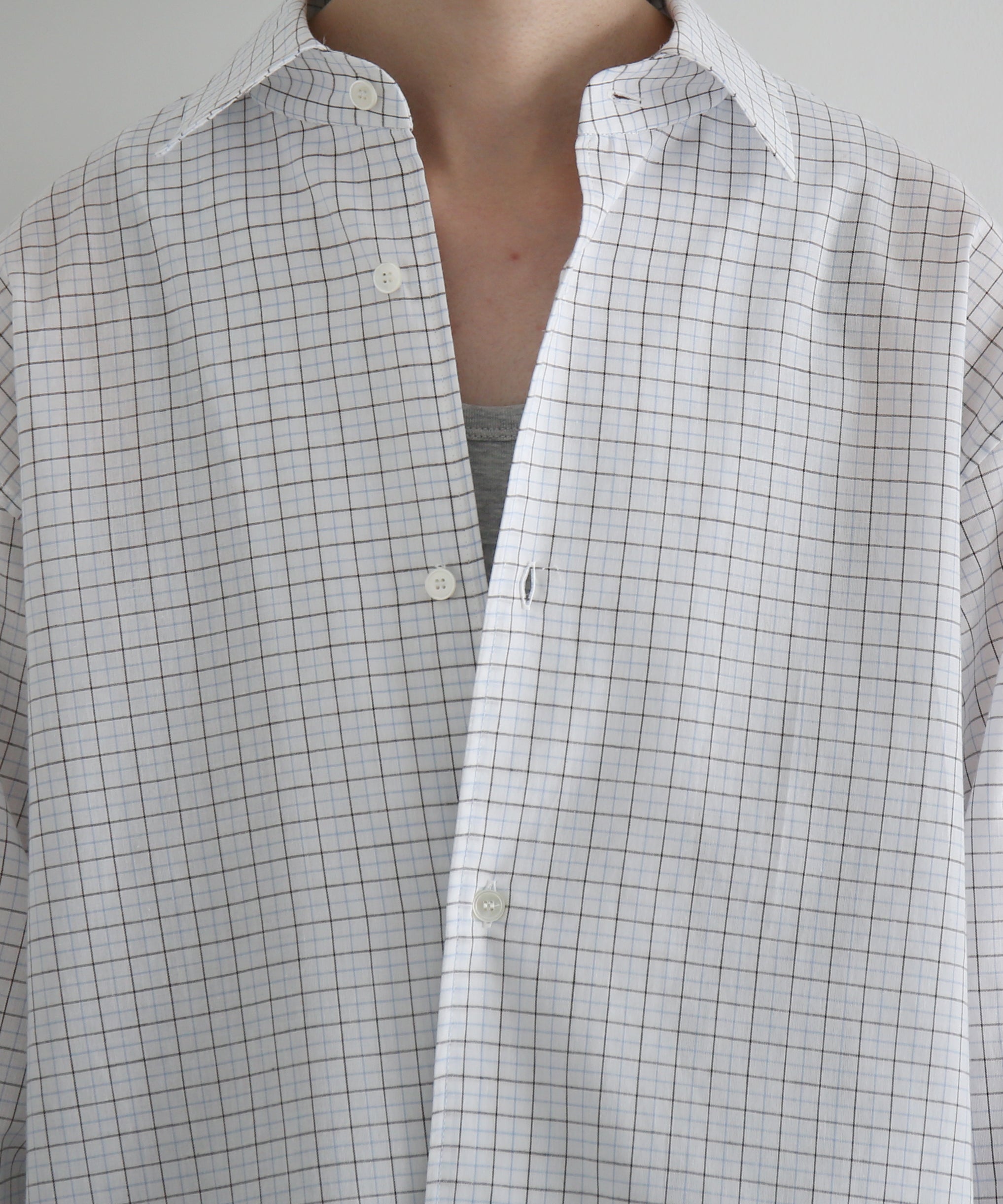 OLD FOLK HOUSE Banshu-ori classic shirt - vintage fabric "BLACK BLUE PLAID"