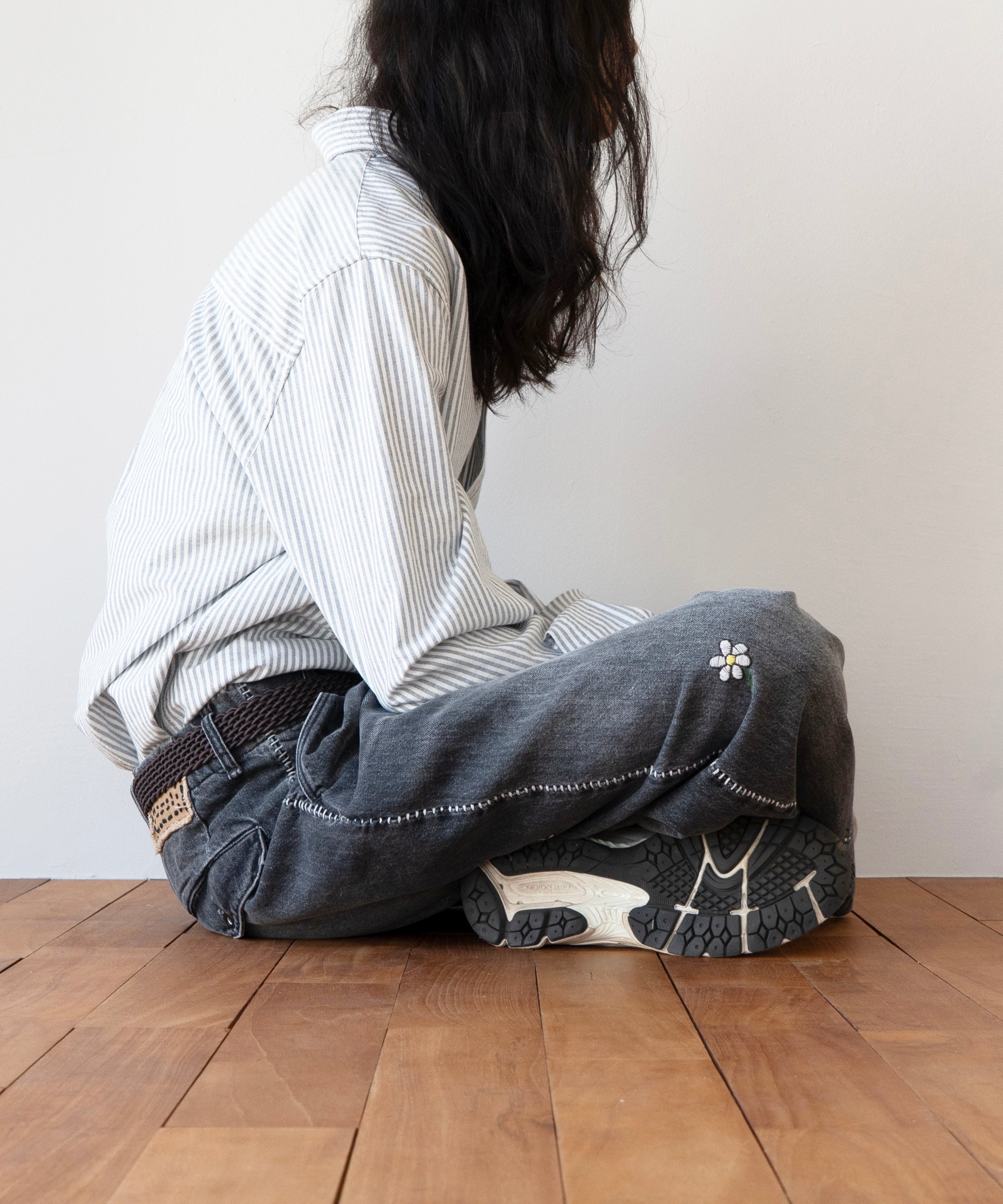 my beautiful landlet Tucked wide denim pants "BLACK"