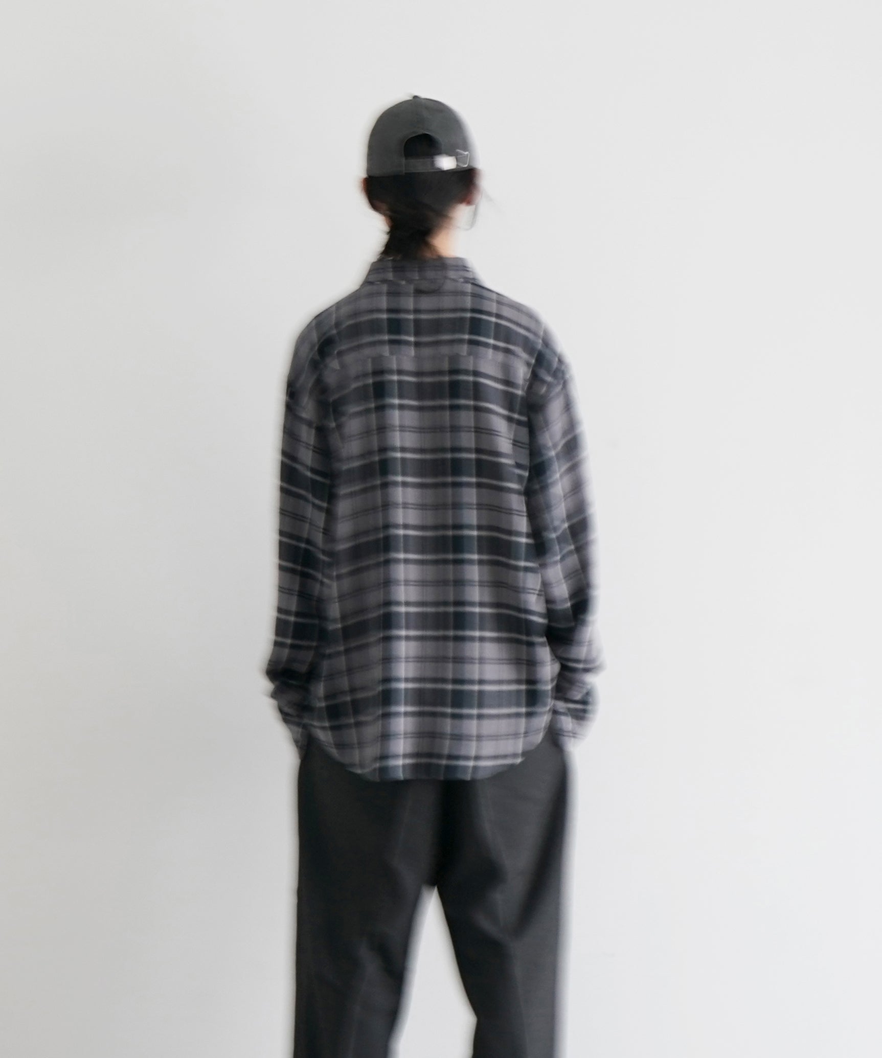UNUSED Us2524 rayon check shirt "GRAY"