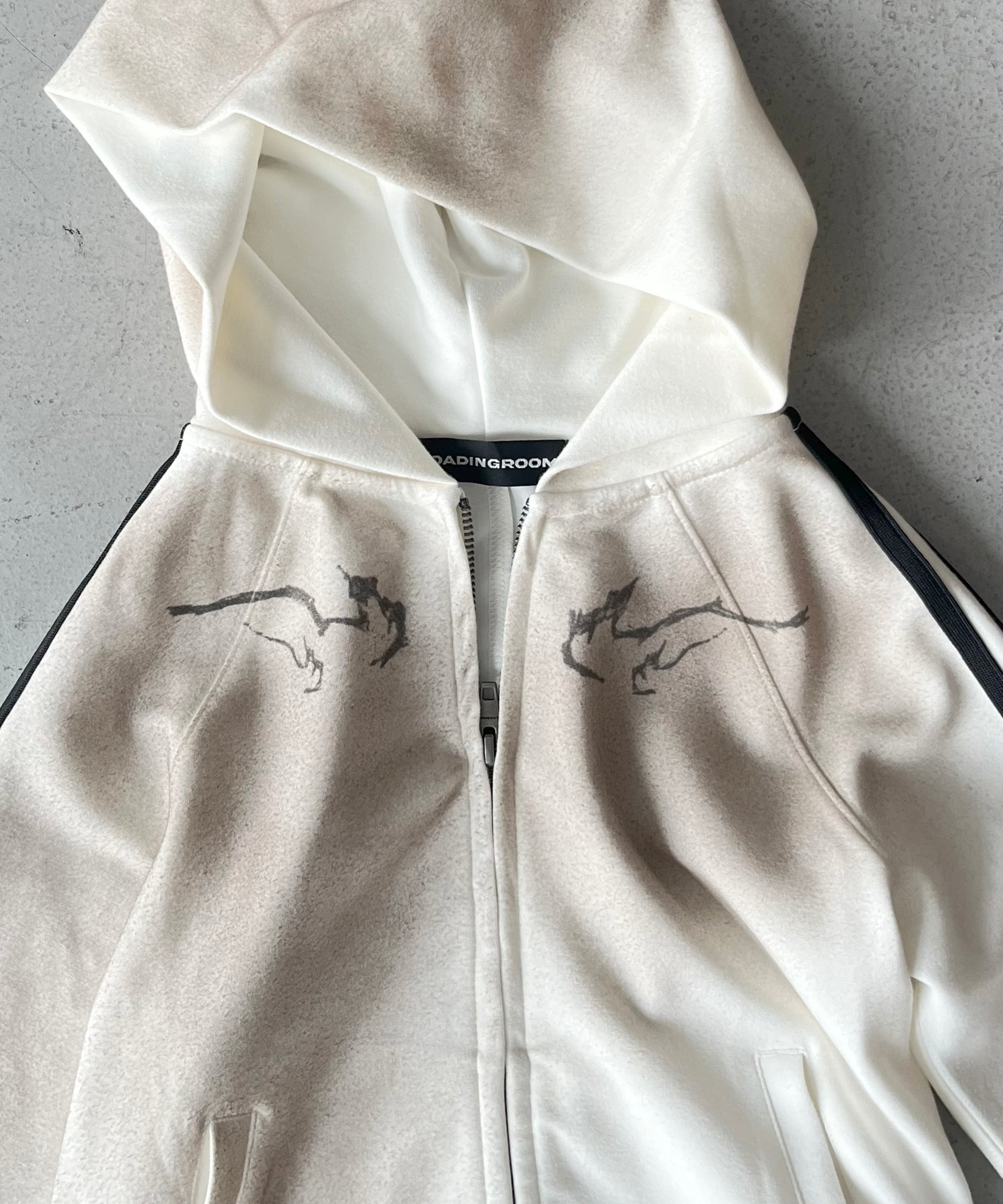 LOADINGROOM Tattoo track hoodie zip "WHITE"