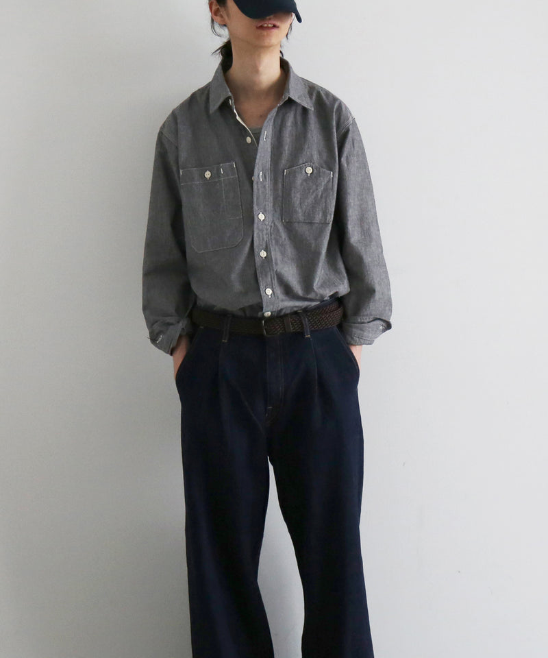 Engineered Garments Work shirt - cotton chambray "GRAY"
