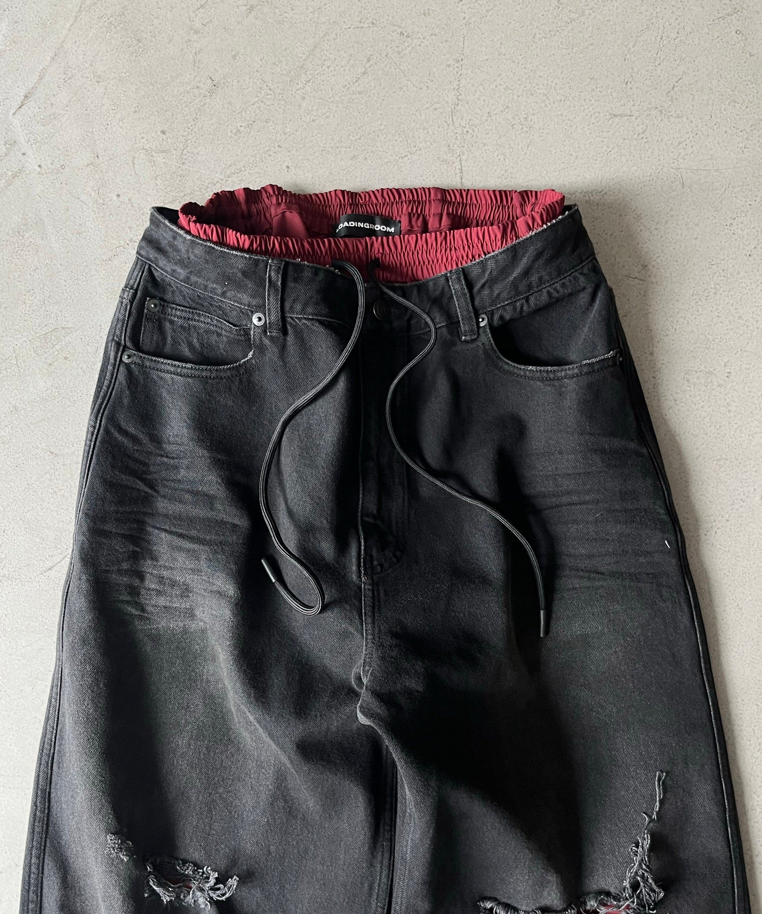 LOADINGROOM Double denim track pants women "BLACK"