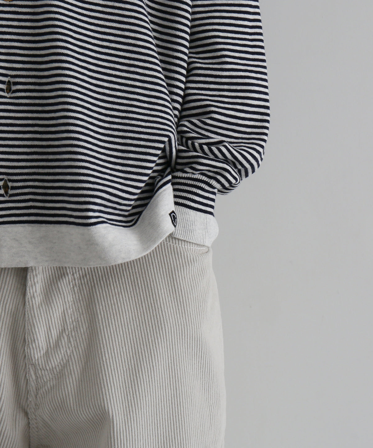 PHINGERIN Stripe knit shirt "A:HEATHER GREY×NAVY"