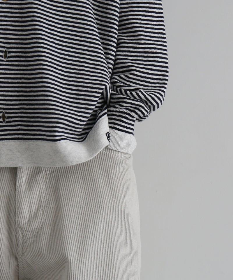 PHINGERIN Stripe knit shirt "A:HEATHER GREY×NAVY"