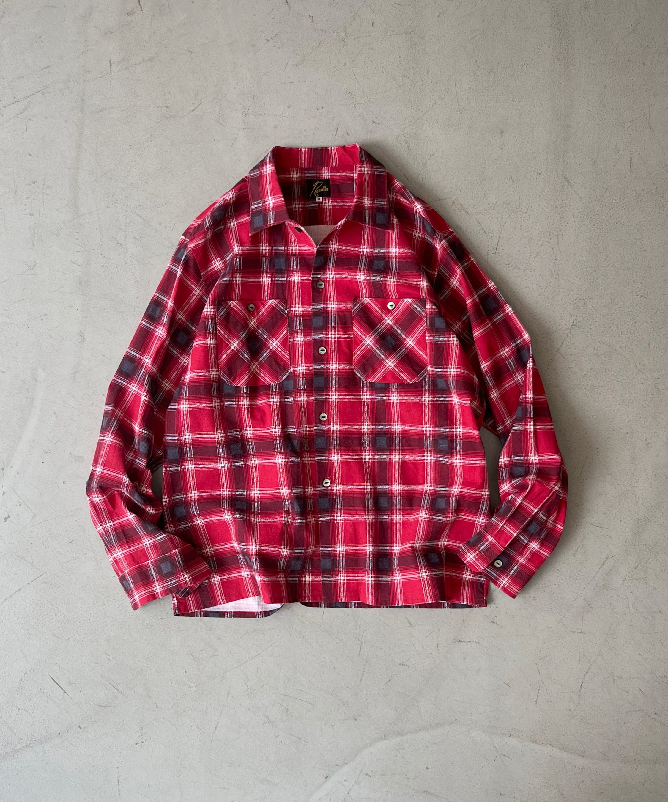 NEEDLES One - up shirt - printed flannel / plaid "RED"
