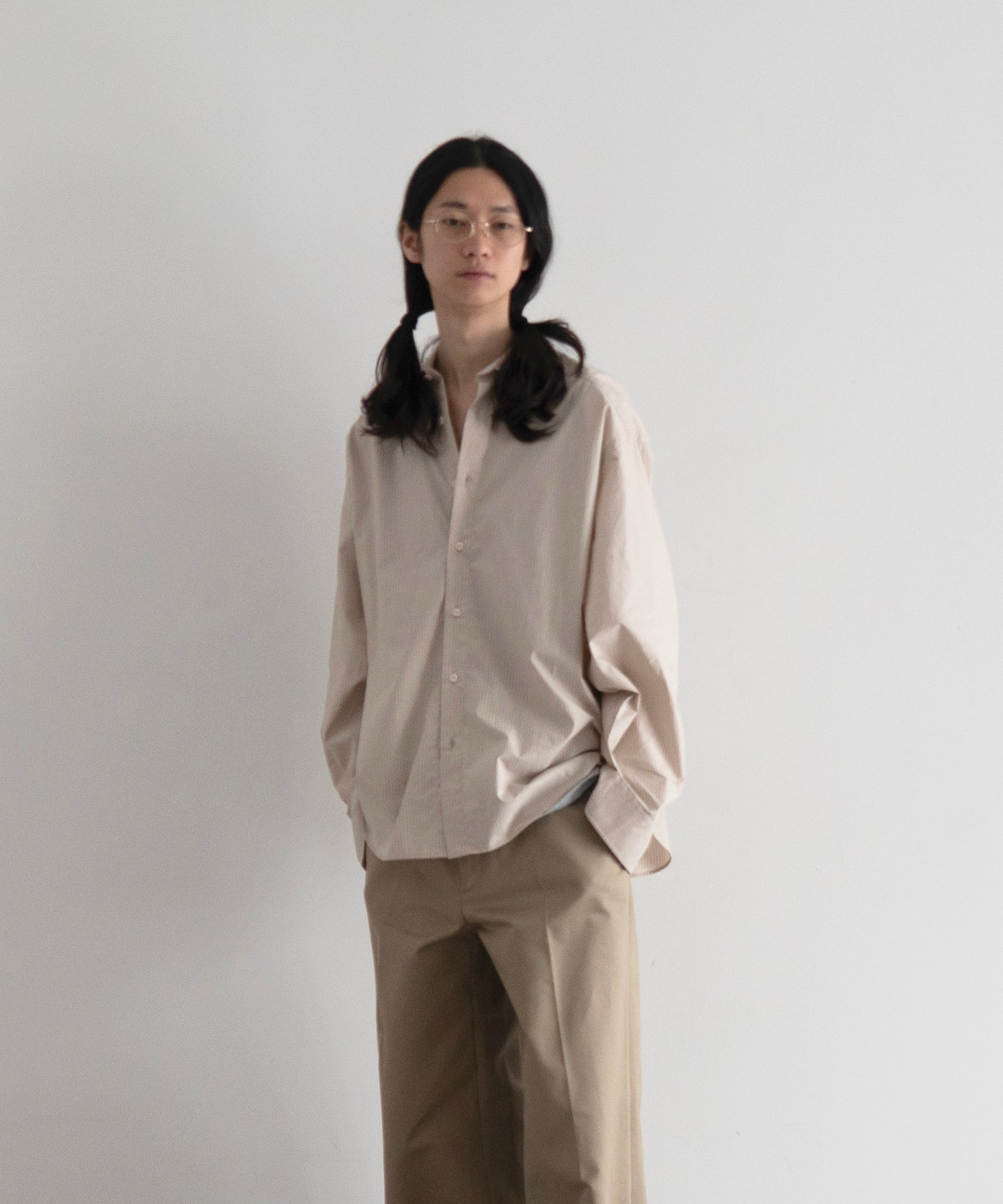 2026 Baserange(ベースレンジ) CLAUDE SHIRT Claude シャツ in Blue stripe | オーガニックコットンポプリン