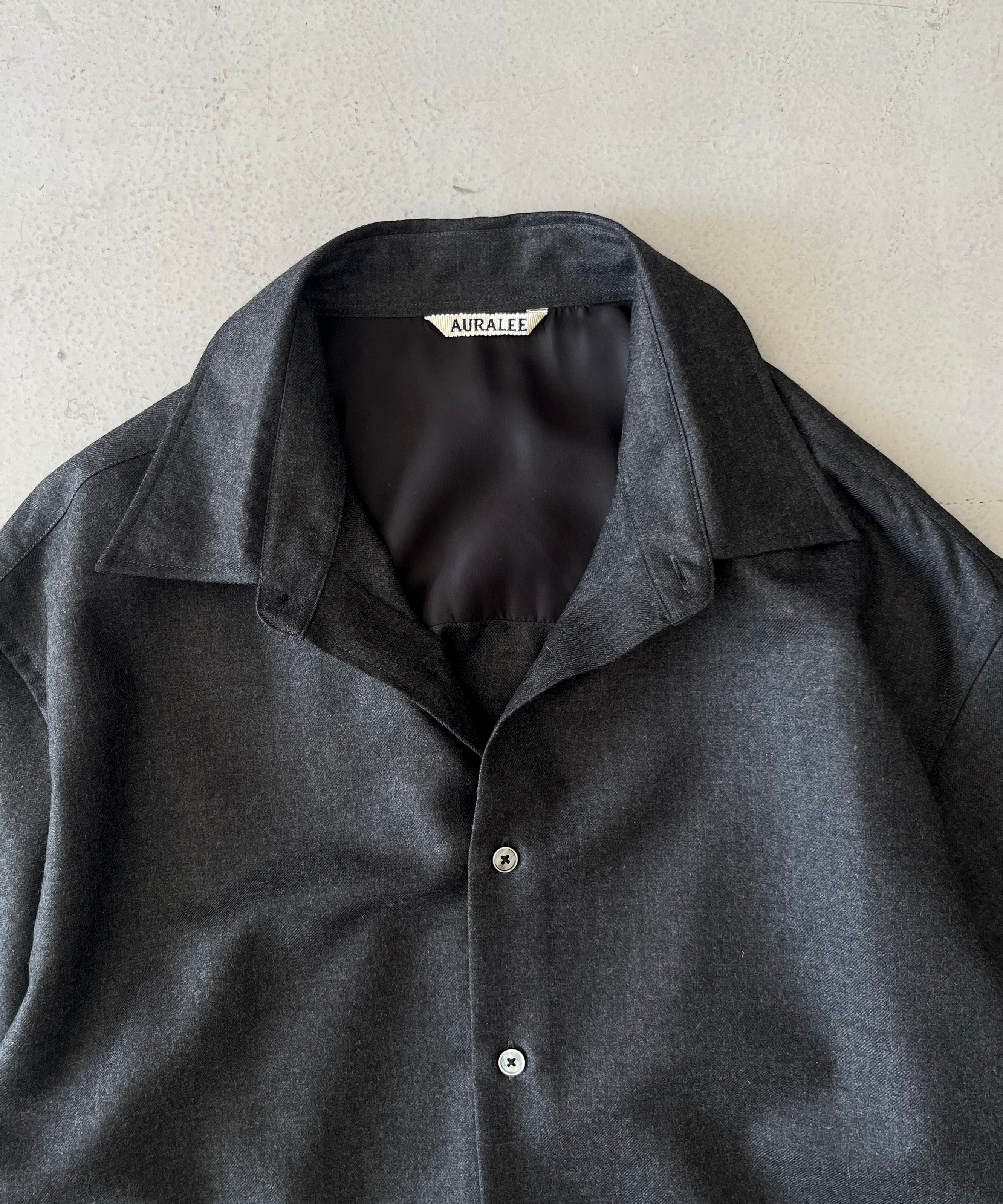 AURALEE Super light wool shirt "TOP CHARCOAL"