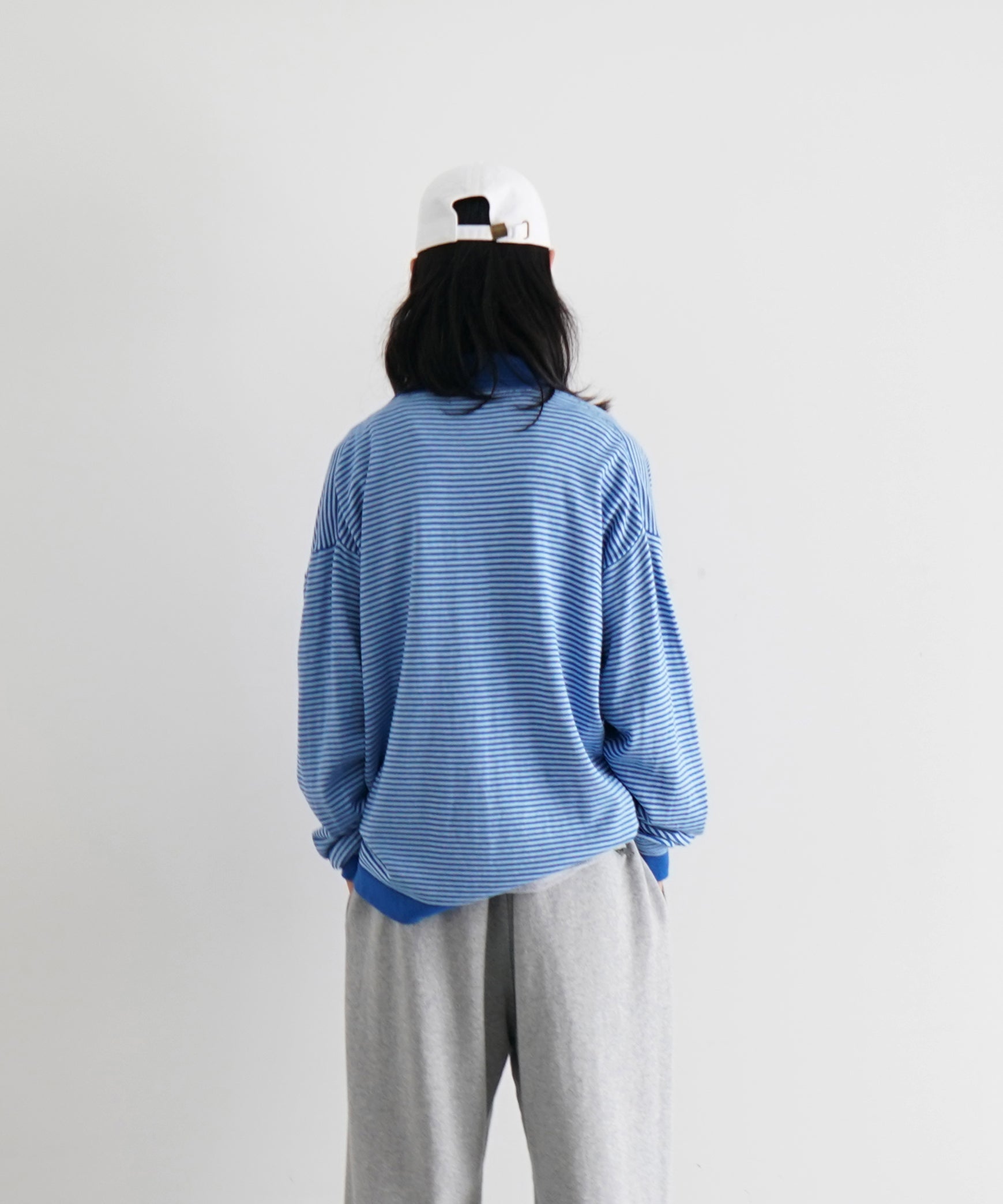 PHINGERIN Stripe knit shirt "B:BLUE"
