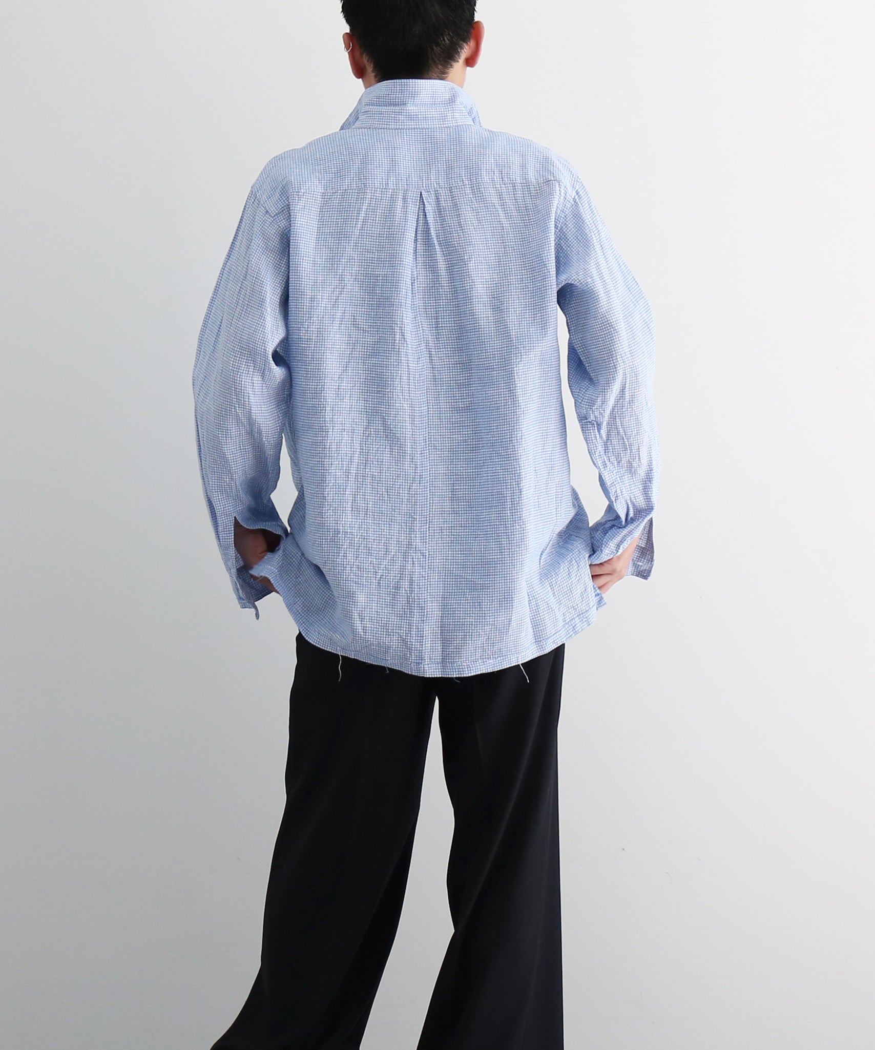 ensou.  Rough cut shirt/a "PALE BLUE GINGHAM"