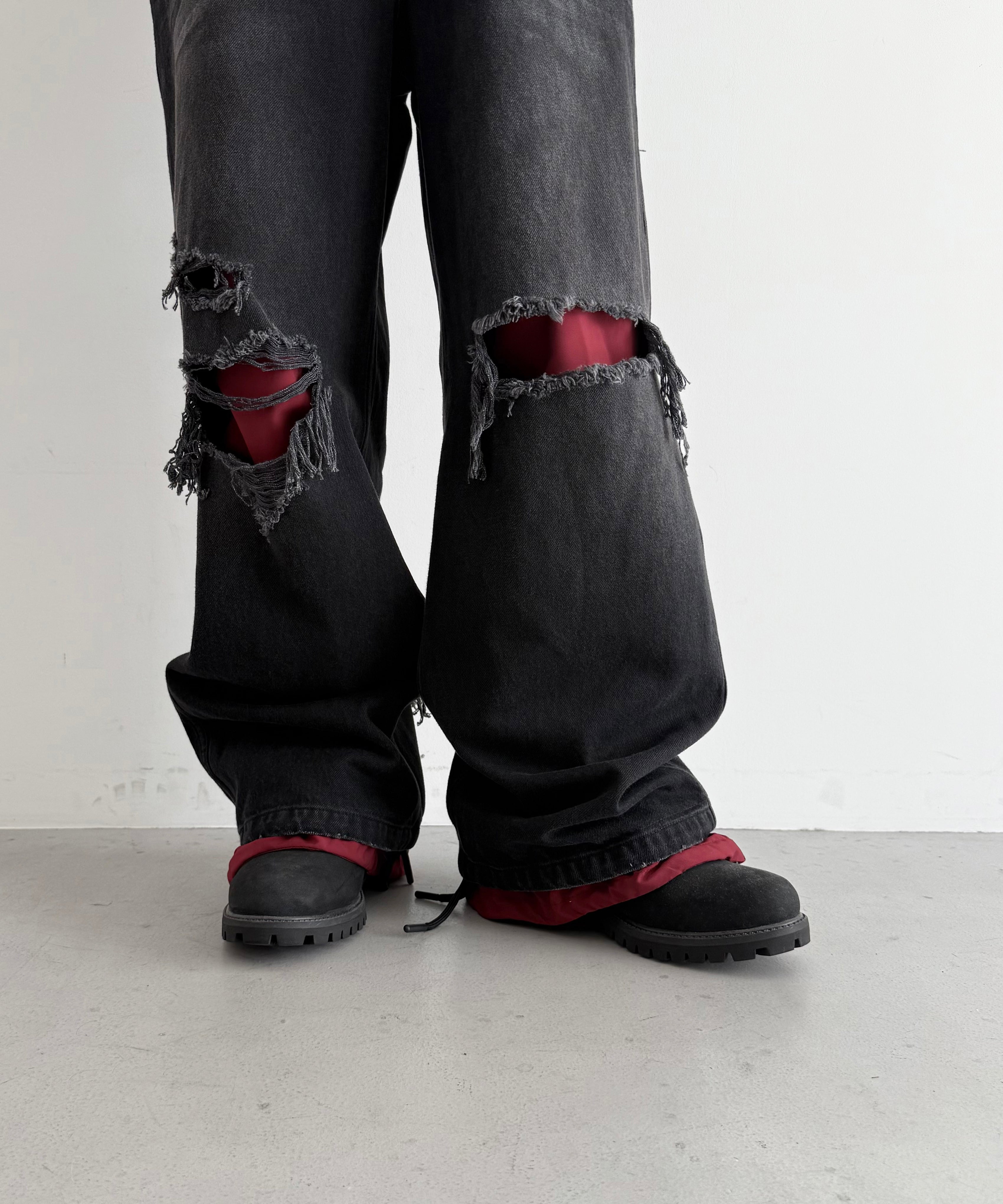 LOADINGROOM Double denim track pants women "BLACK"